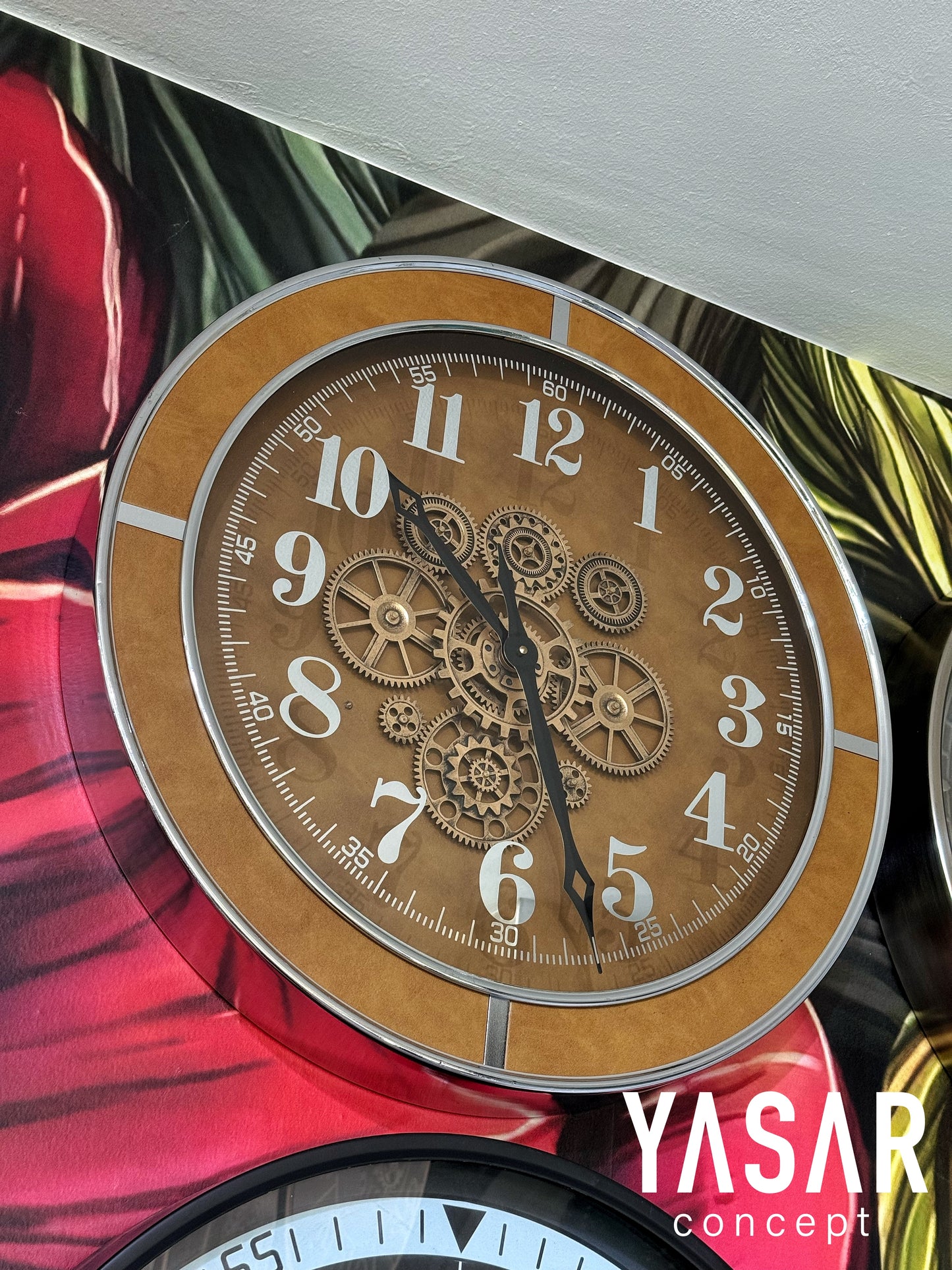 Ferron Metal Deri Çarklı Duvar Saati 60 Cm