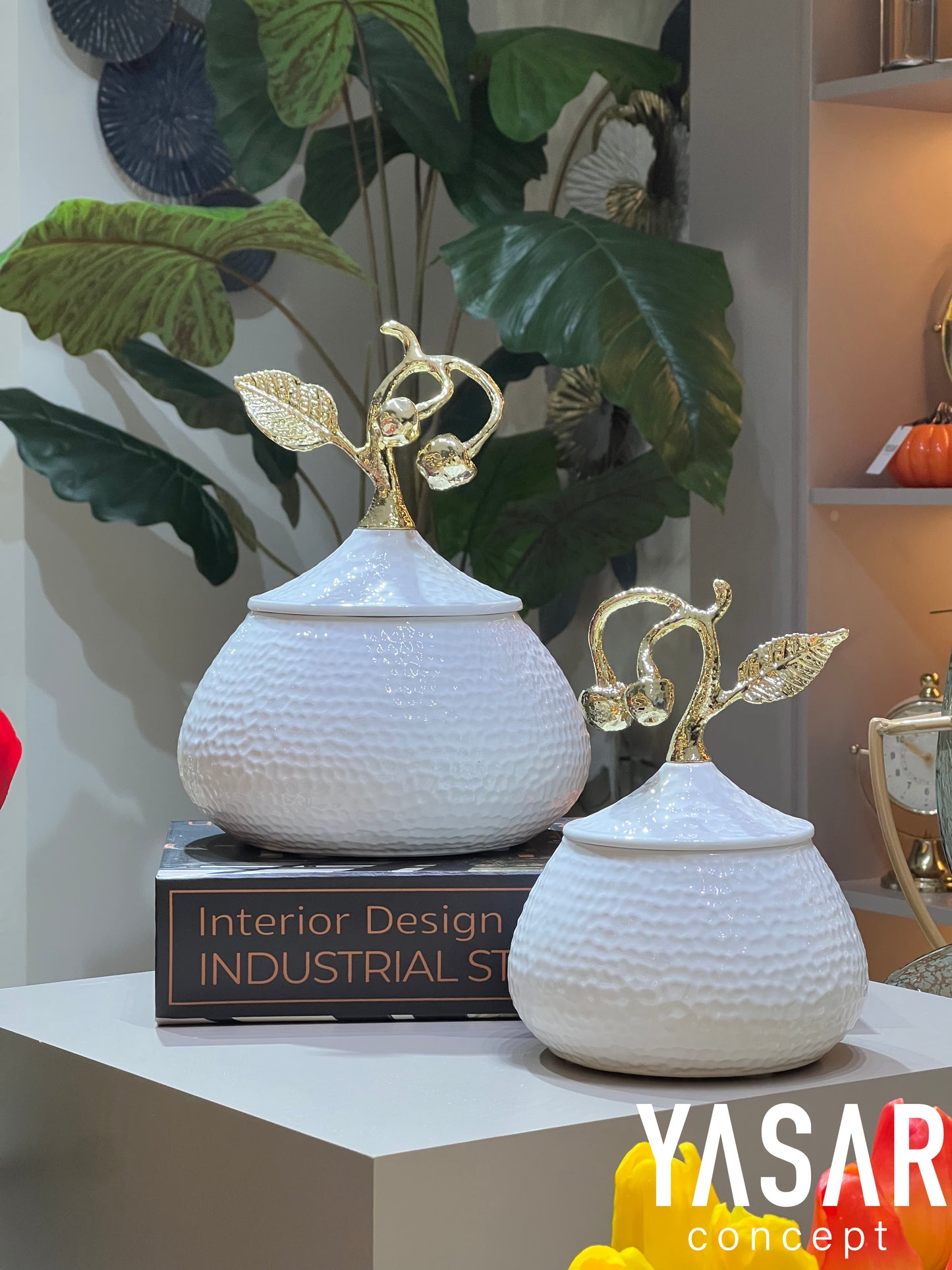 Cherryvase Seramik Kapaklı Kutu Küp Set