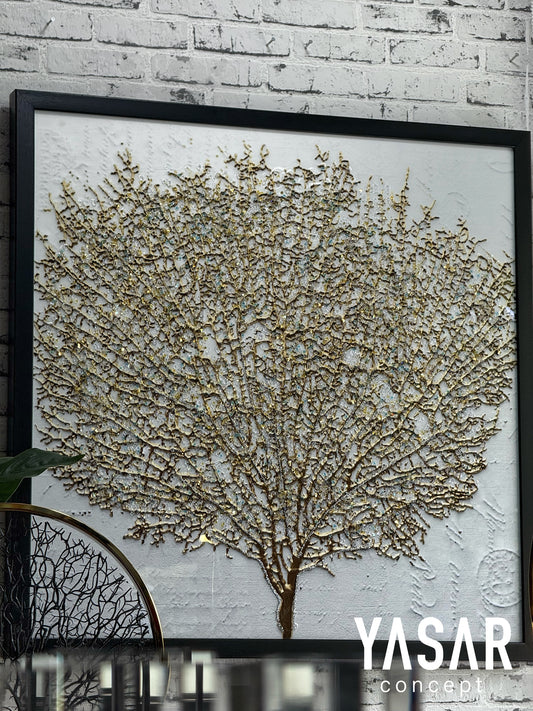 Ağaç Kristal Epoksi Taşlı Reçine Tablo 85x85 Cm