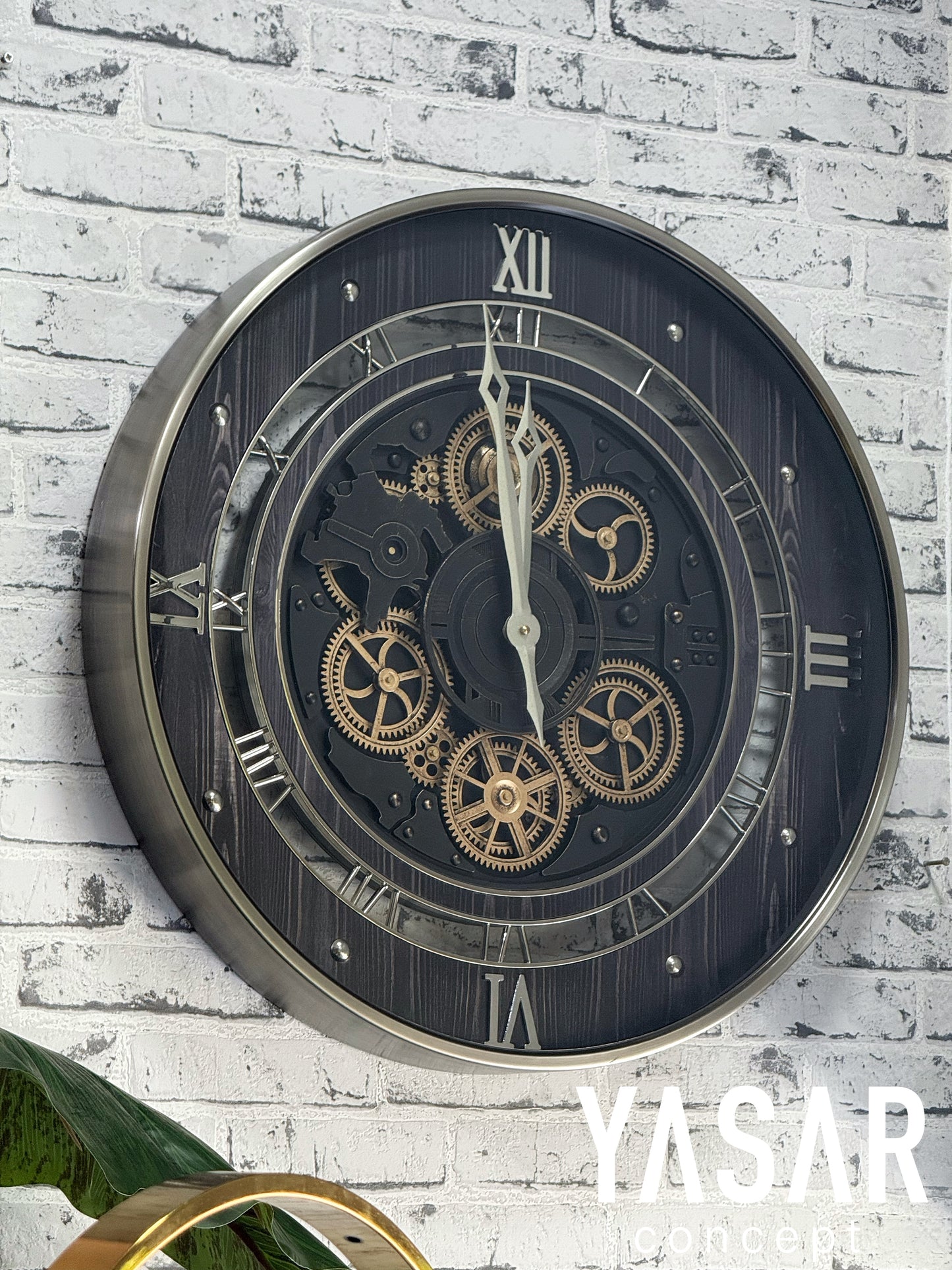 Wheellora Metal Çarklı Duvar Saati 60 Cm