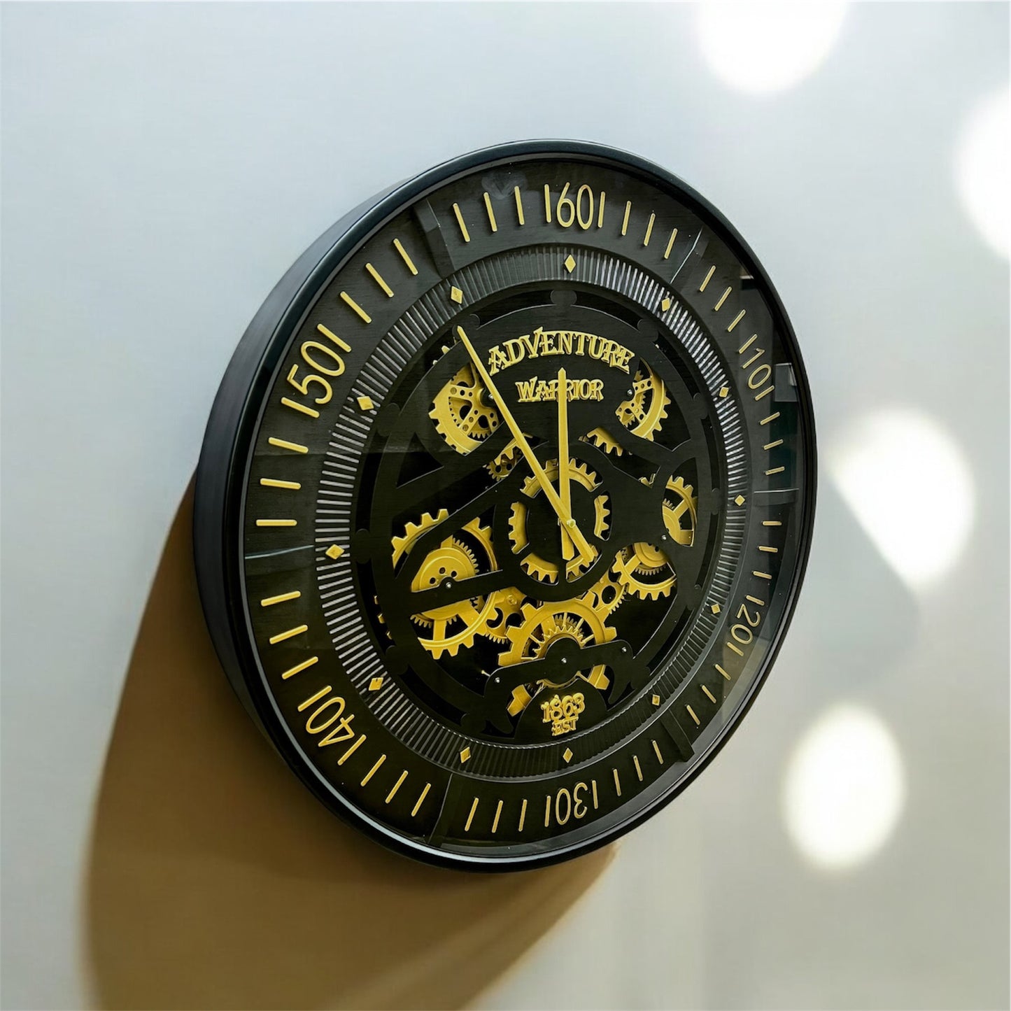 Adventure Metal Çarklı Duvar Saati Siyah 60 Cm