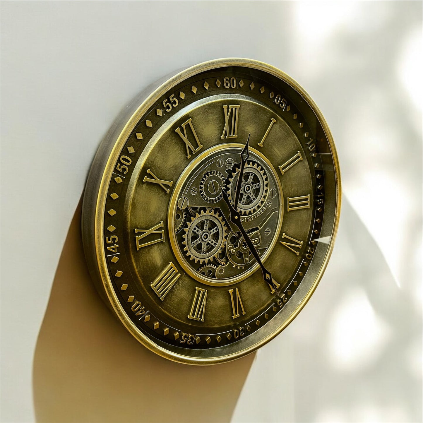 Roll Metal Çarklı Duvar Saati 60 Cm