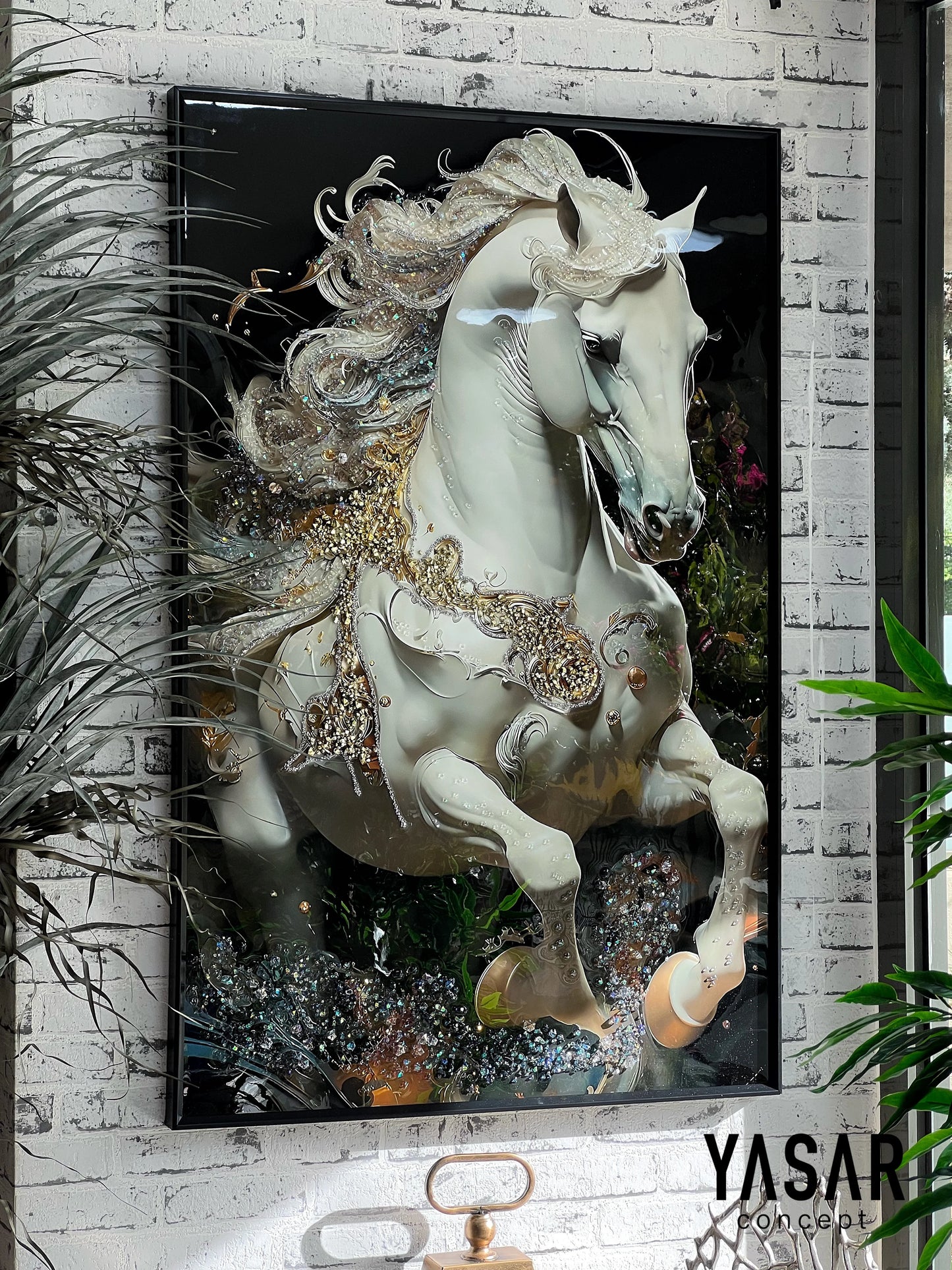 Equessence Atlı Kristal Epoksi Taşlı Reçine Tablo