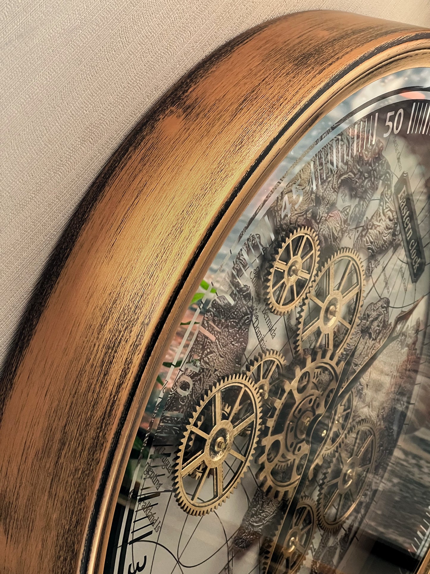 Eastern Clock Dünya Haritalı Metal Çarklı Duvar Saati 60 Cm