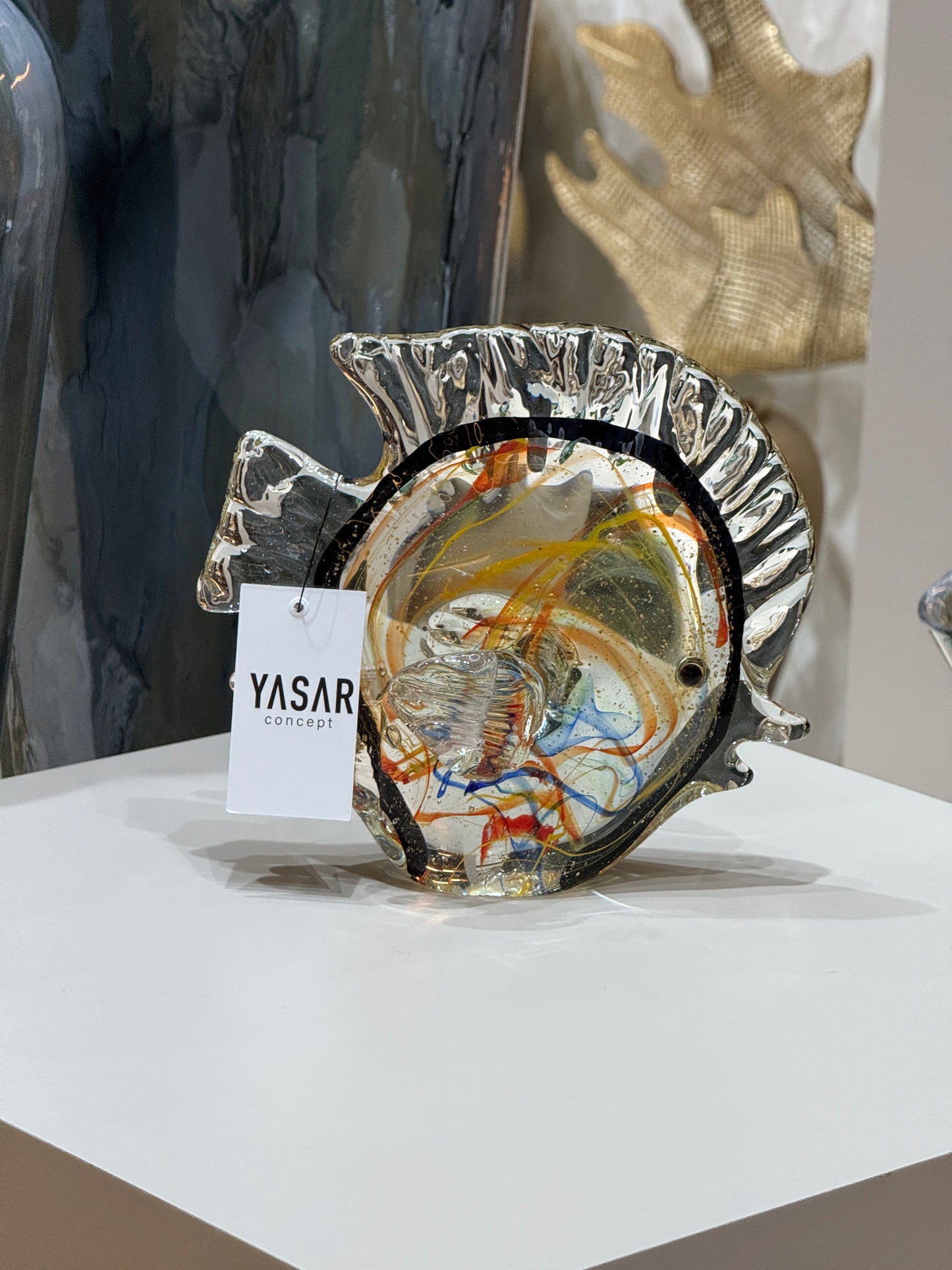 Nerina Dekoratif Cam Balık Obje 19x19 Cm