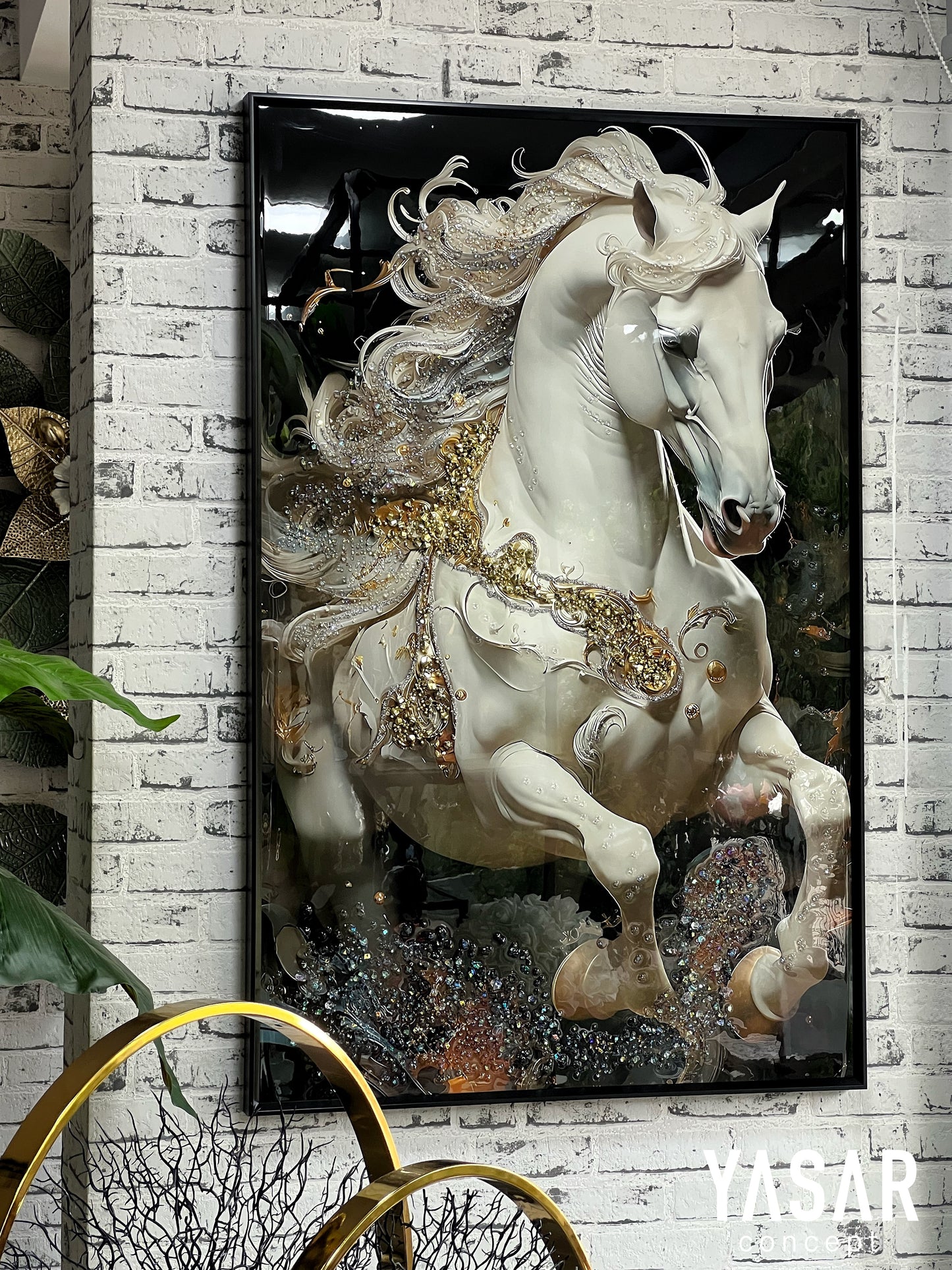 Equessence Atlı Kristal Epoksi Taşlı Reçine Tablo