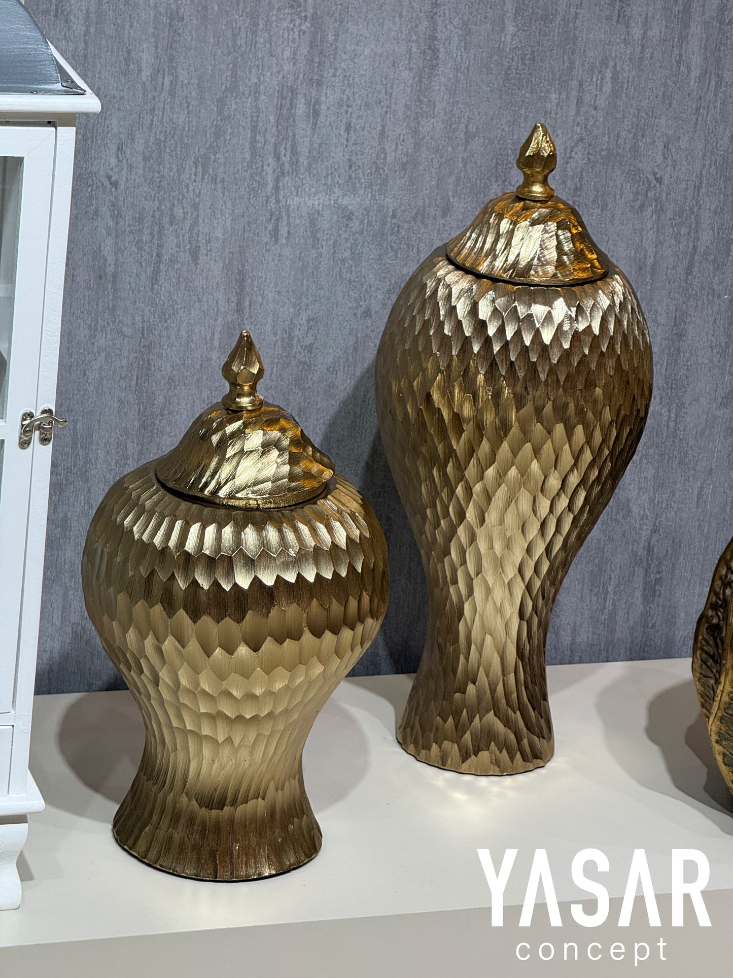 Perfora Metal Kapaklı Vazo Set