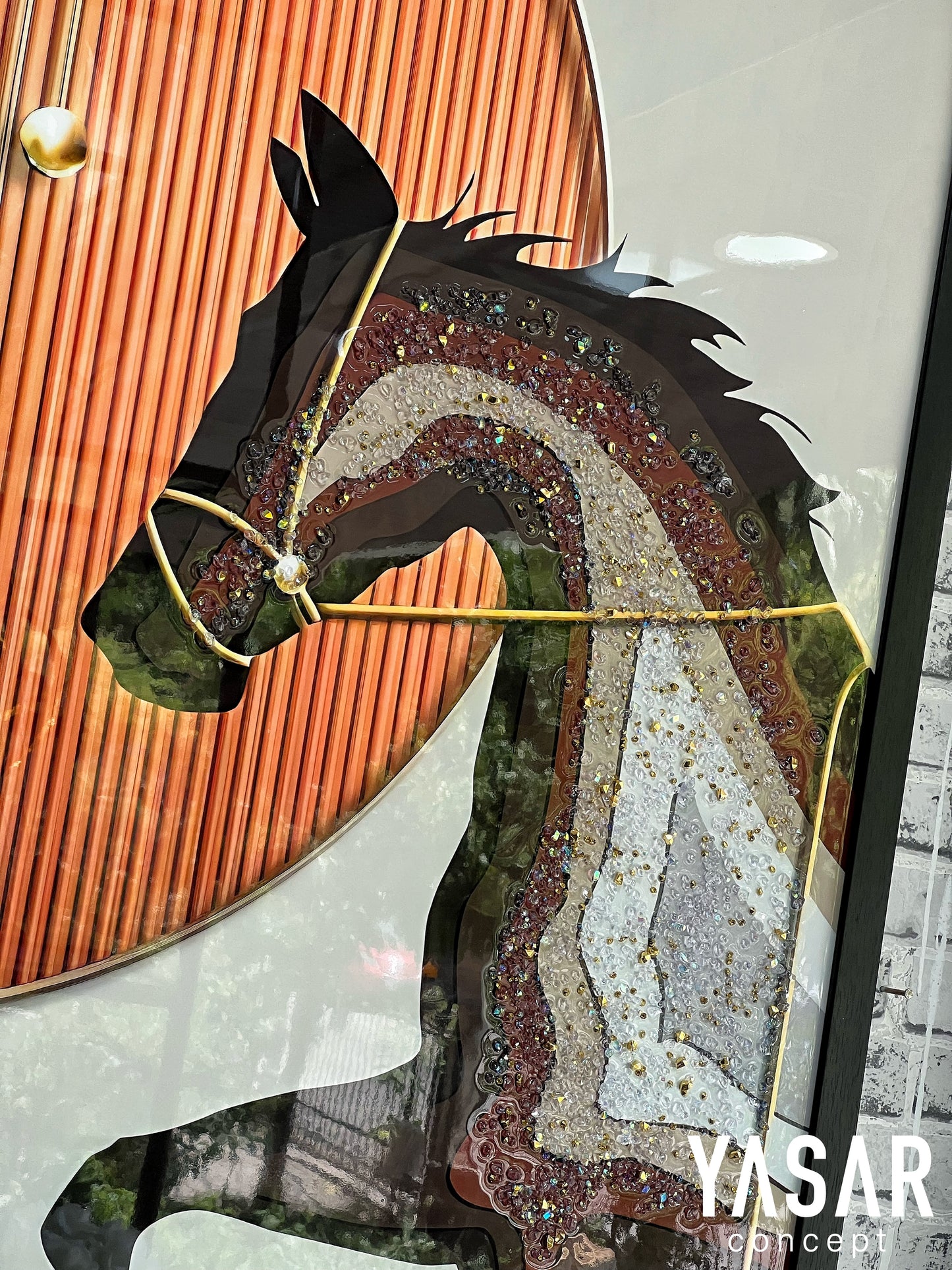 Society Horse Turuncu Atlı Kristal Epoksi Taşlı Reçine Tablo