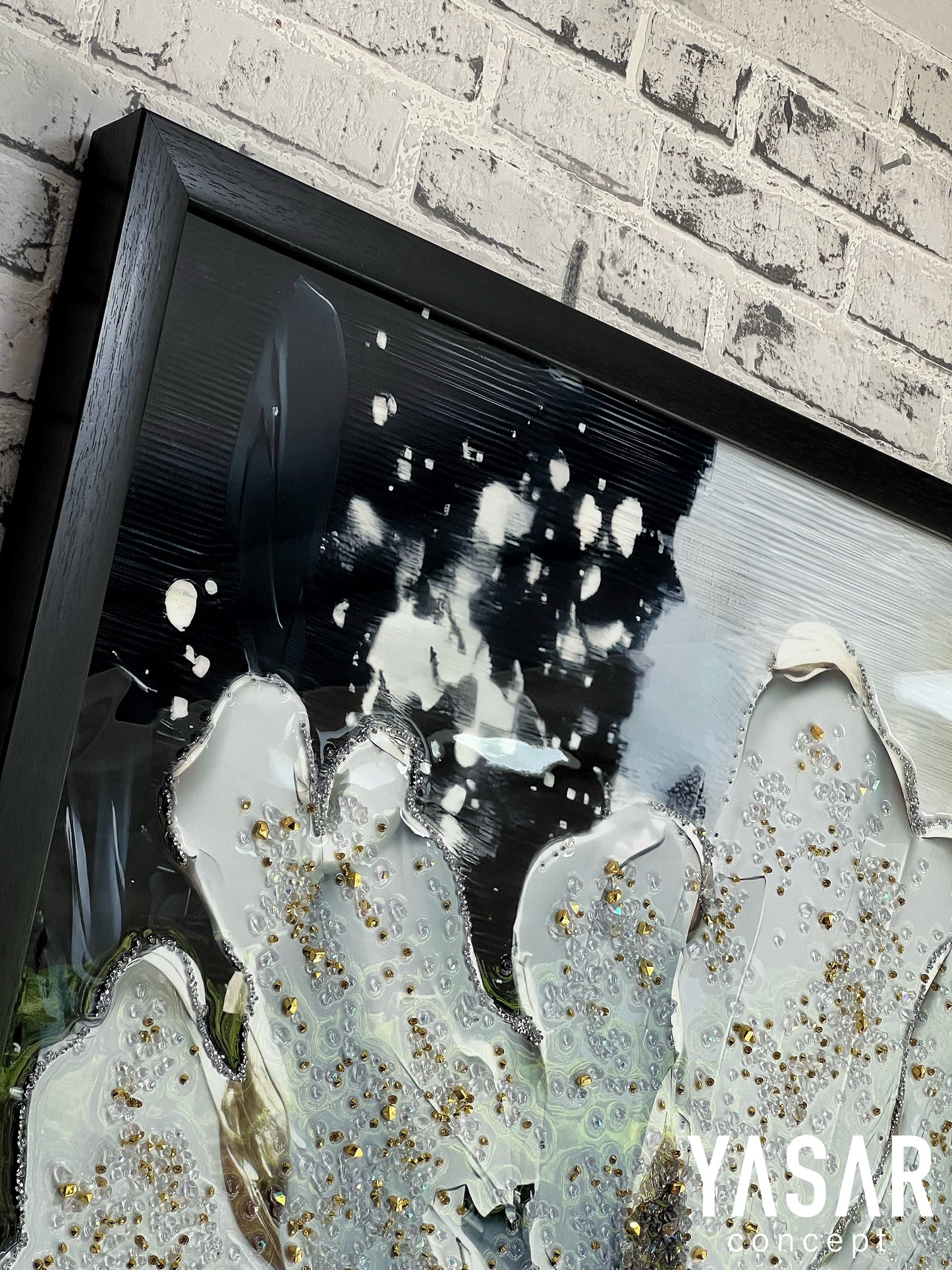 Lilurea Çiçekli Kristal Epoksi Taşlı Reçine Tablo