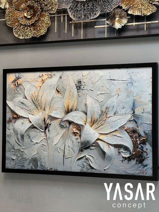Zambliss Çiçekli Kristal Epoksi Taşlı Reçine Tablo