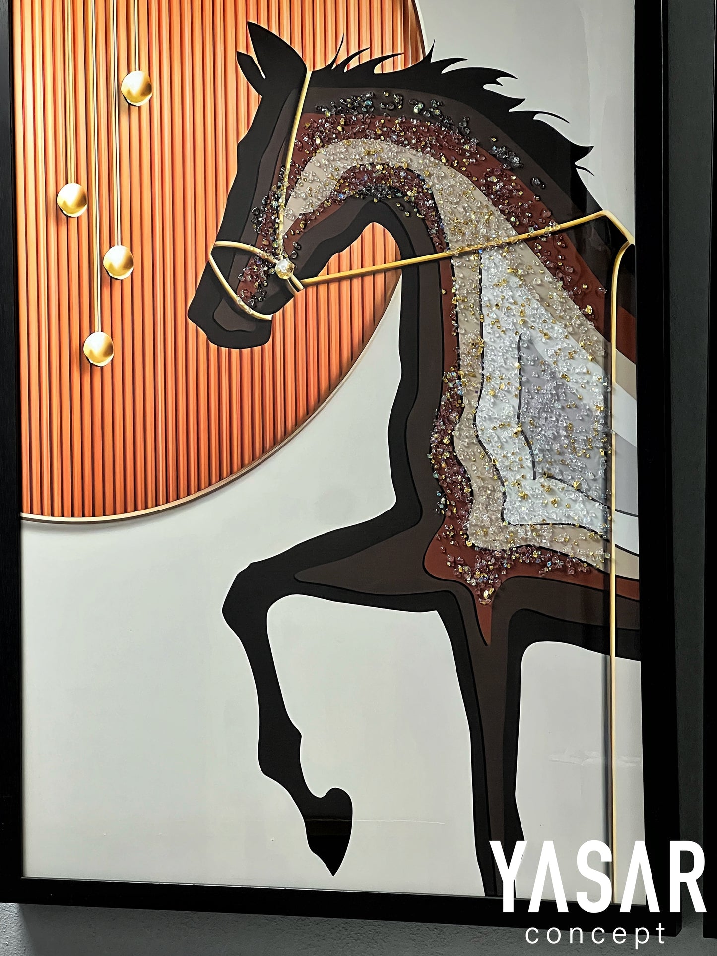 Society Horse Turuncu Atlı Kristal Epoksi Taşlı Reçine Tablo