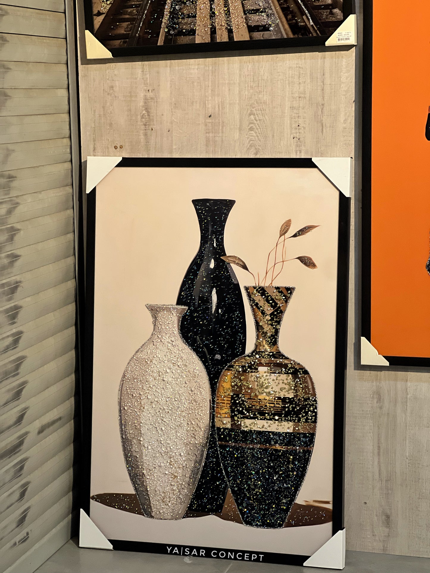 Black and White Vases Kristal Epoksi Taşlı Reçine Tablo