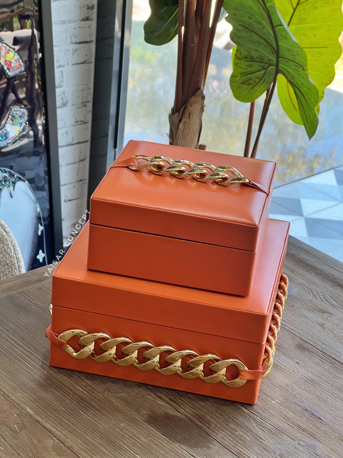 Somerset Turuncu Dekoratif Deri Kutu