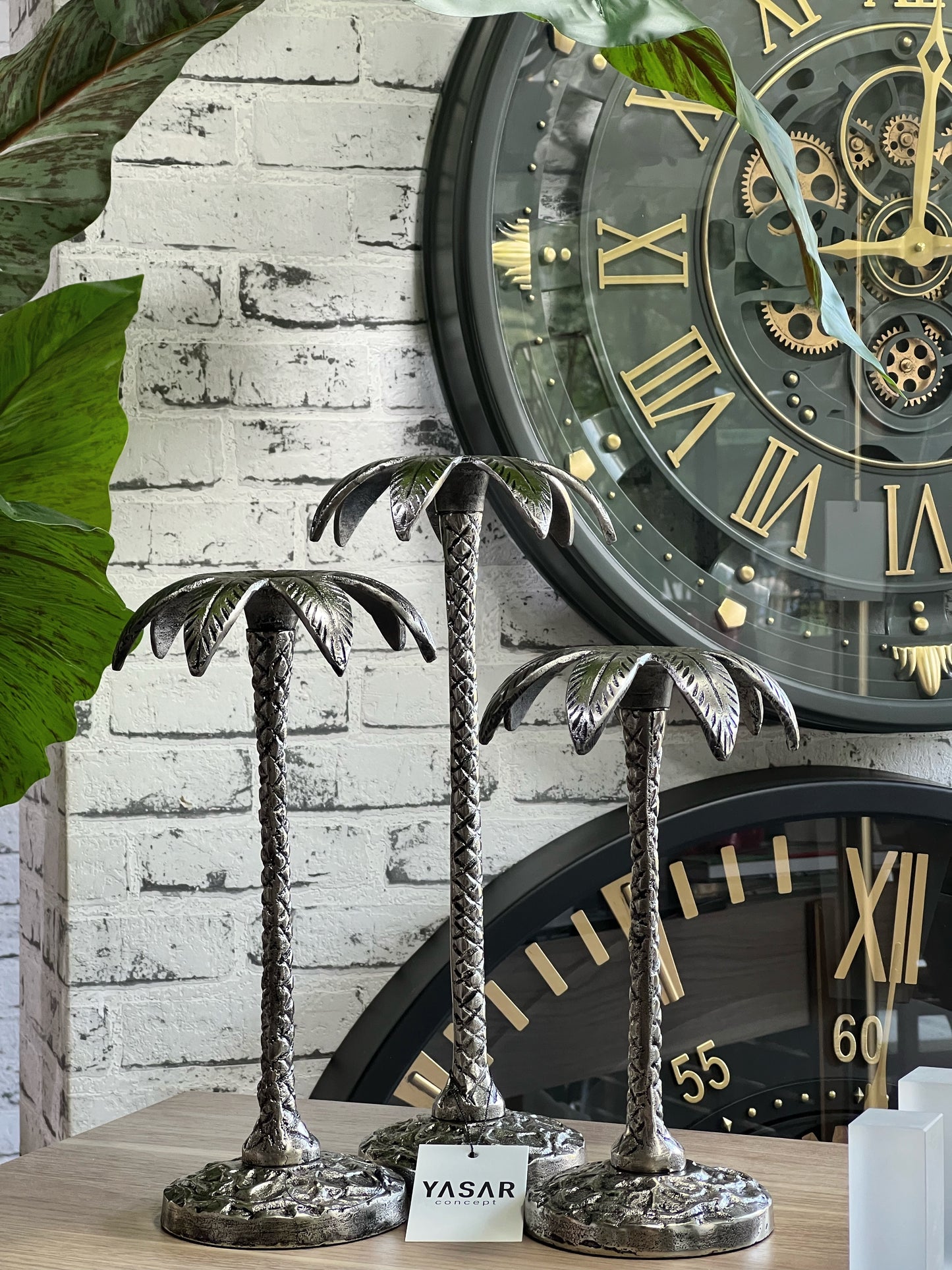 3'Lü Palmarin Palmiye Mumluk Gümüş