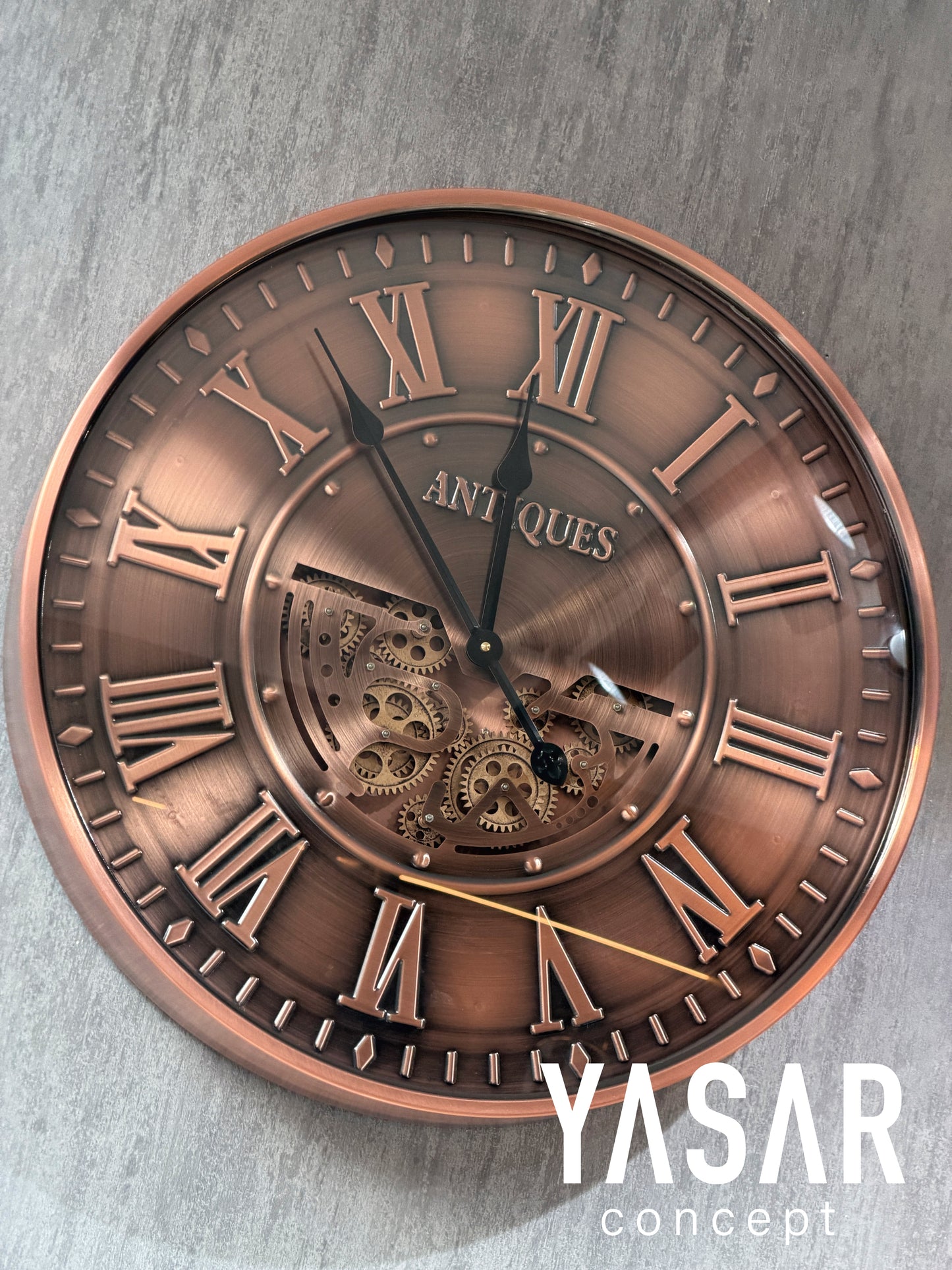 Antiques Metal Çarklı Duvar Saati Rose 60 Cm