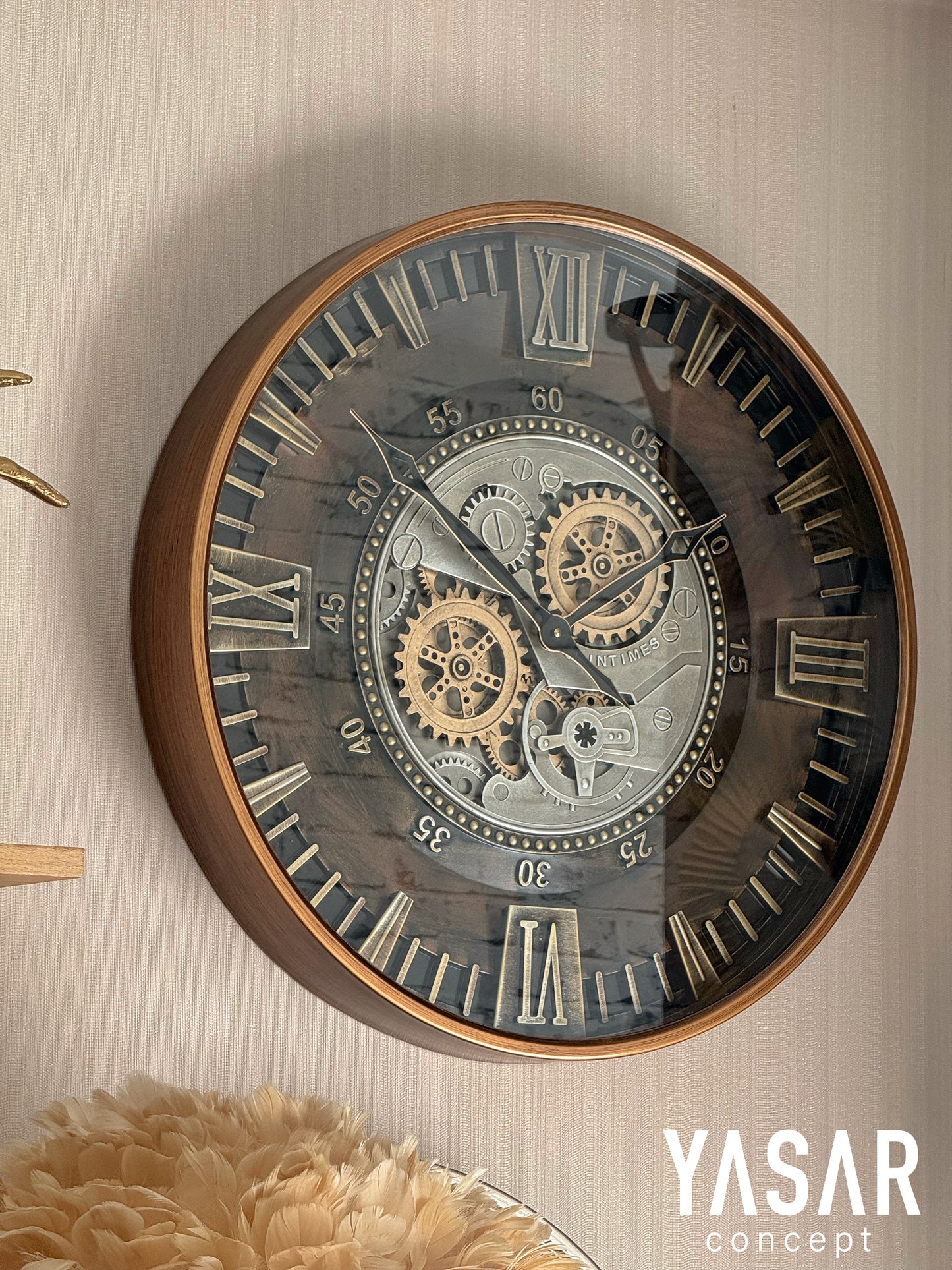 Clenton Metal Çarklı Duvar Saati 60 Cm