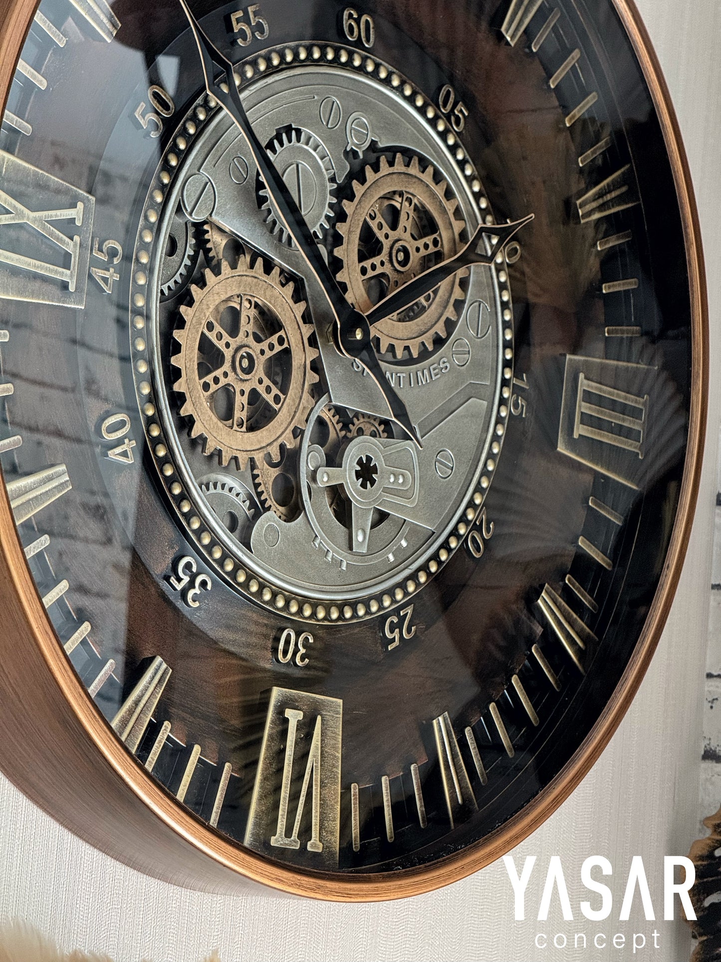 Clenton Metal Çarklı Duvar Saati 60 Cm