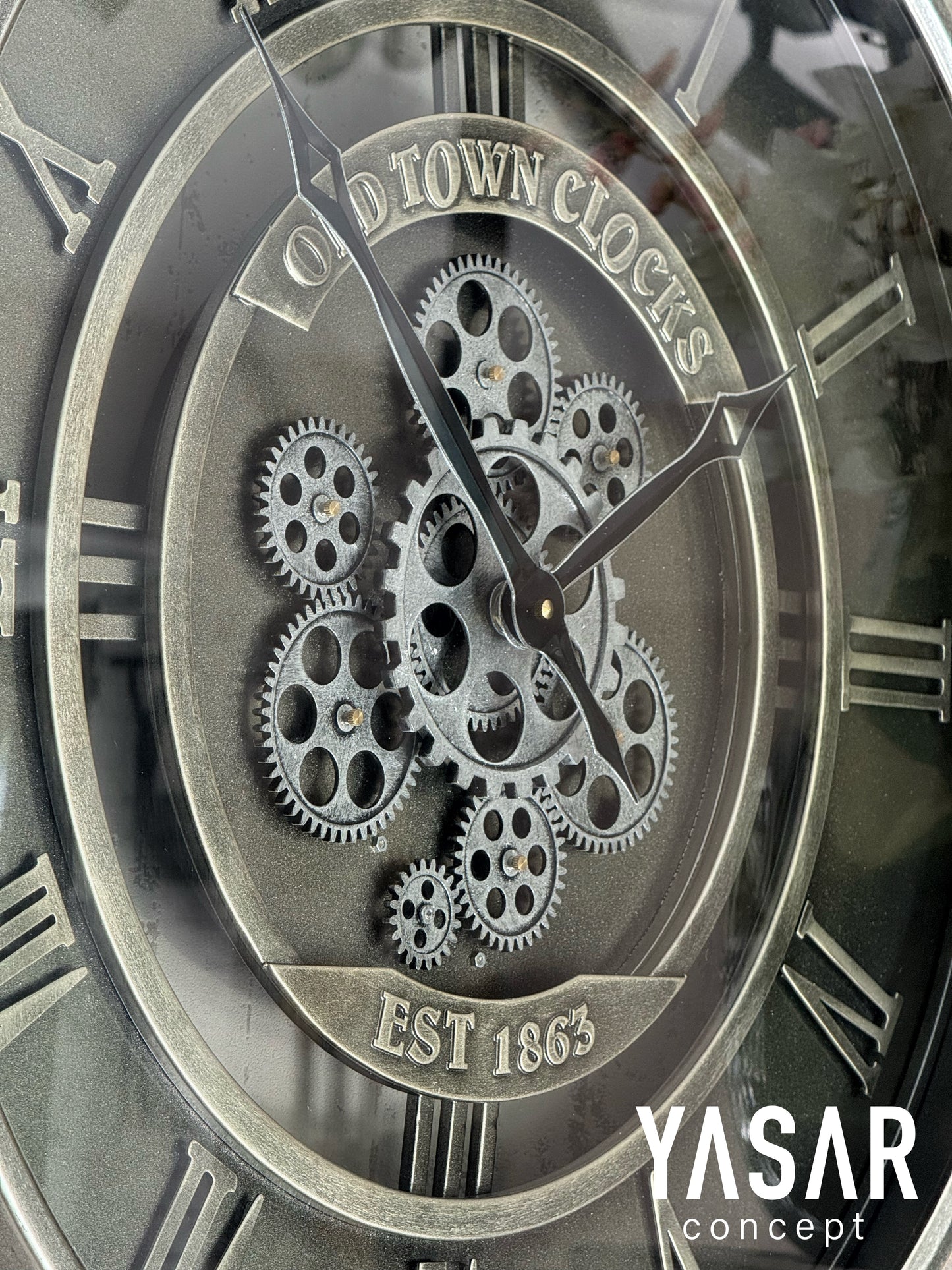 Oldtown Metal Çarklı Duvar Saati 60 Cm