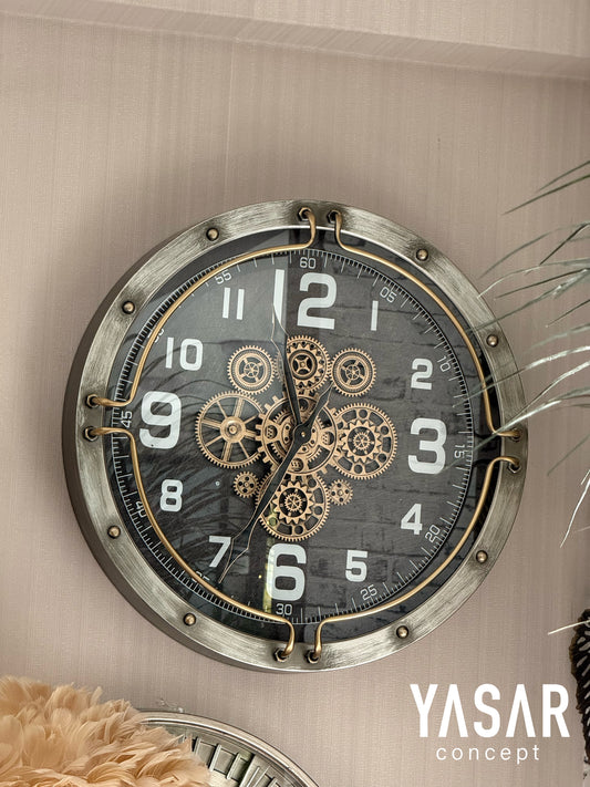 Twelve Metal Çarklı Duvar Saati 60 Cm