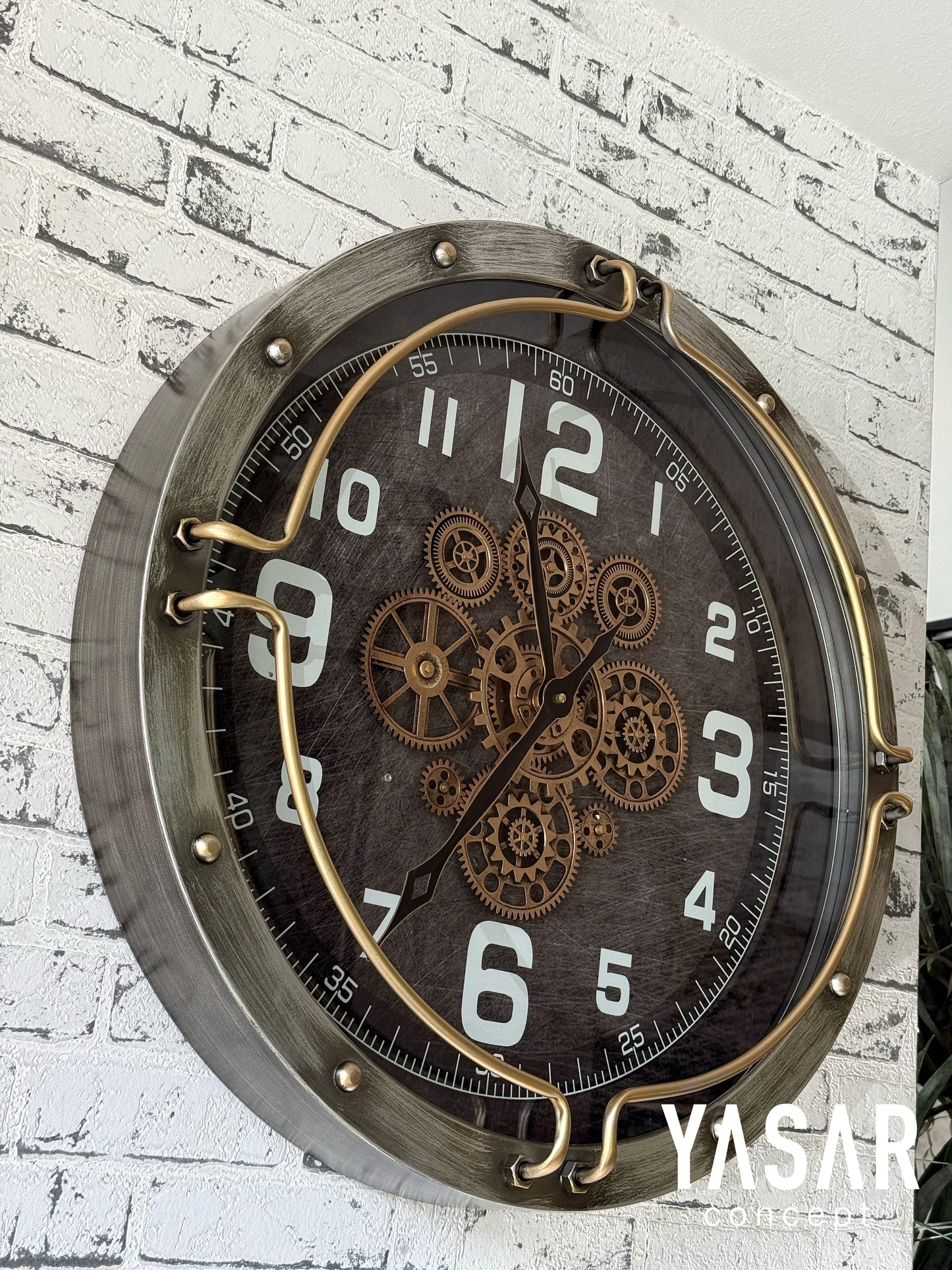 Twelve Metal Çarklı Duvar Saati 60 Cm