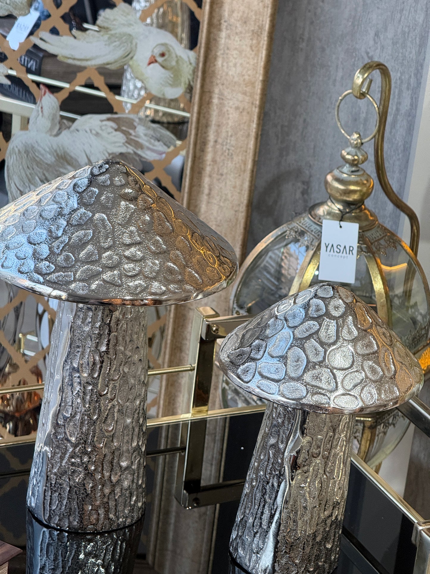 Dekoratif Mantar Obje Set Gümüş