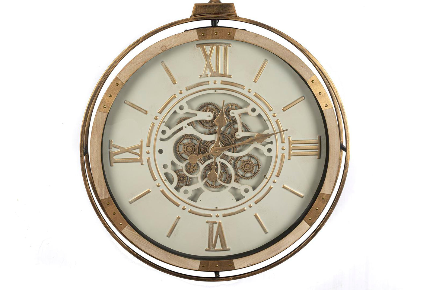 Chronos Ahşap Metal Çarklı Duvar Saati 74x88 Cm