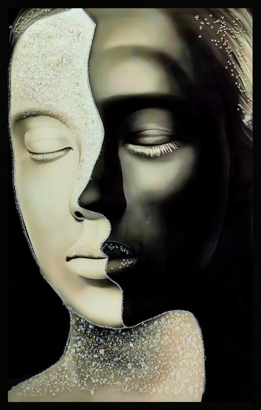 Black and White Woman Kristal Epoksi Taşlı Reçine Tablo