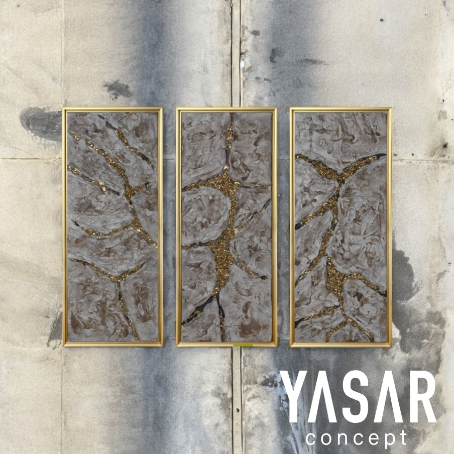 Veined Earth Triptych El Yapımı Tablo