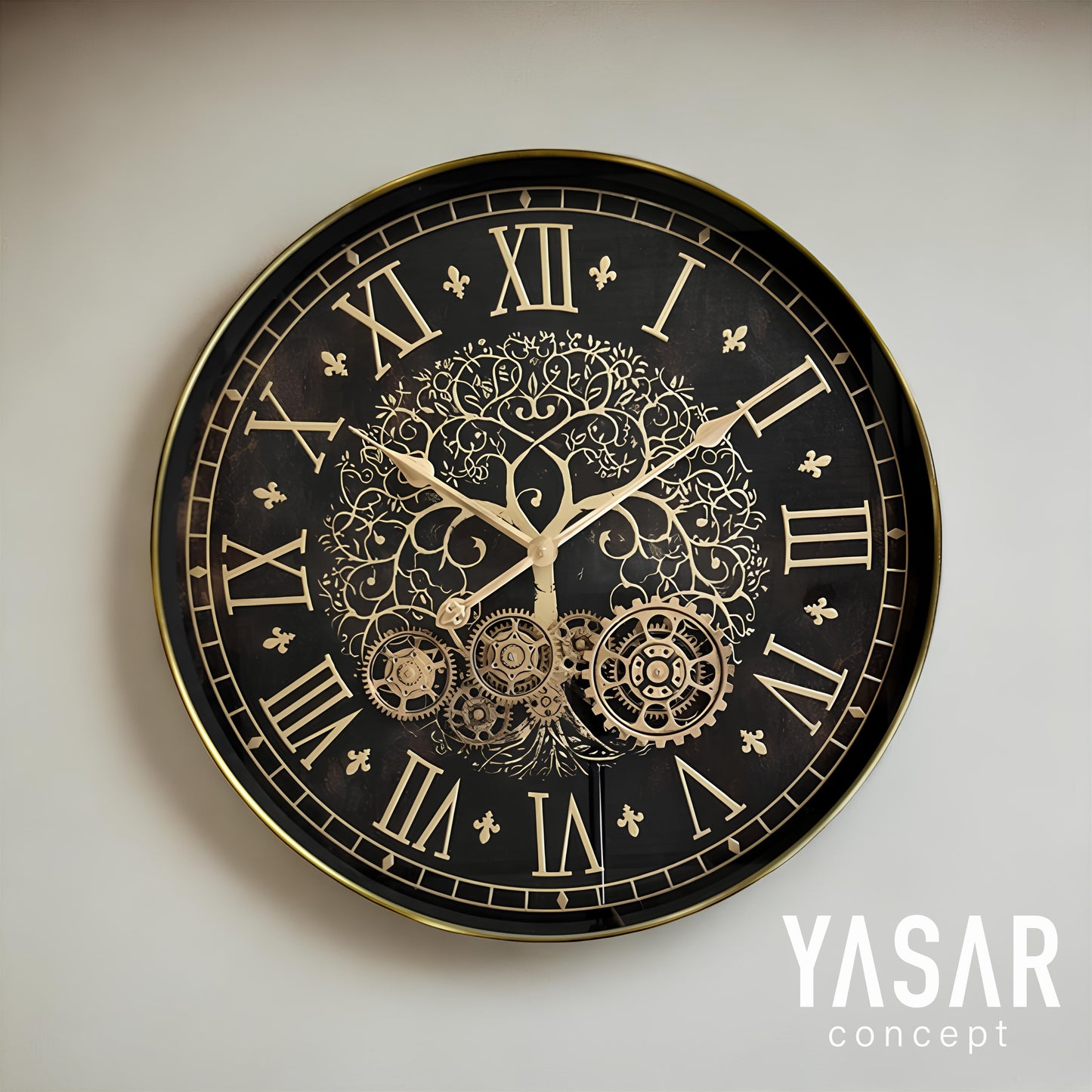 Arbremontre Hayat Ağacı Metal Çarklı Duvar Saati 60 Cm