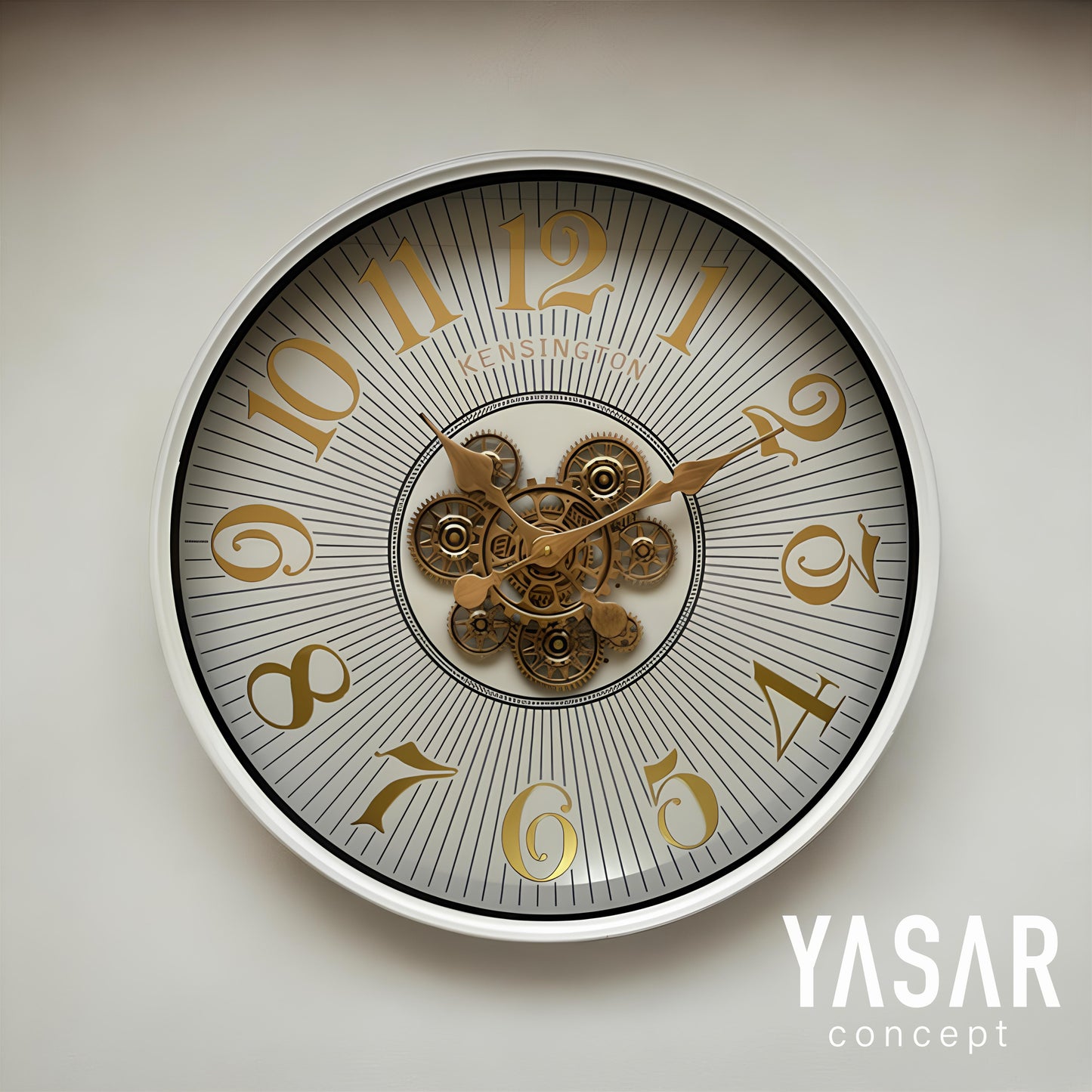 Puretime Metal Çarklı Duvar Saati Beyaz 60 Cm