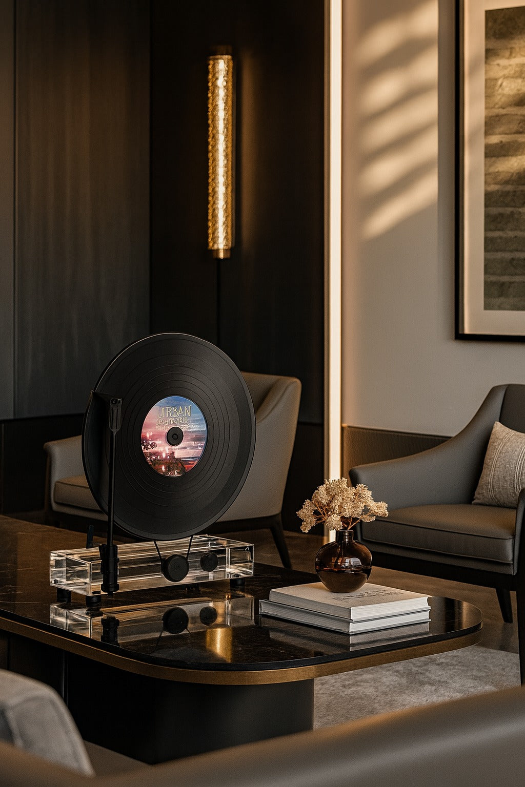 Meliora Kristal Cam Dekoratif Gramafon Obje 31x31 Cm