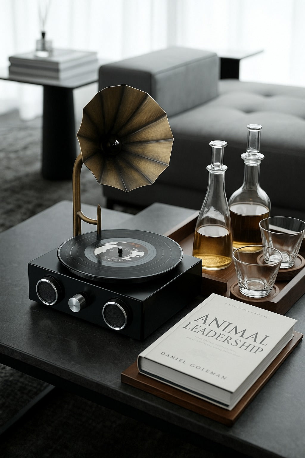 Vinelle Kristal Cam Dekoratif Gramafon Obje 20x30 Cm