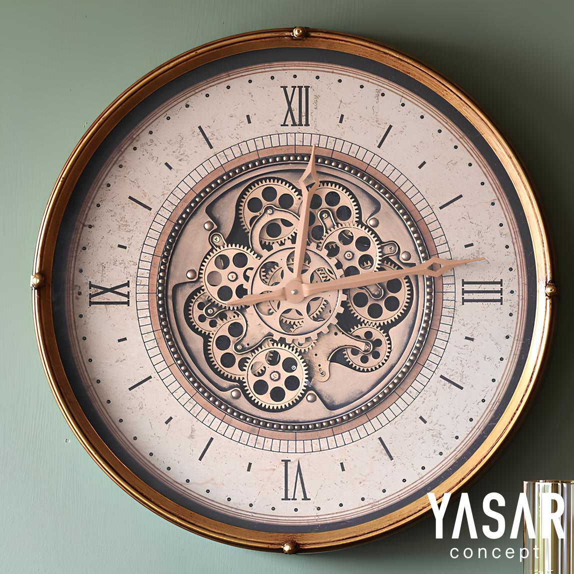 Chronowheel Metal Çarklı Duvar Saati Antik Gold 60 Cm