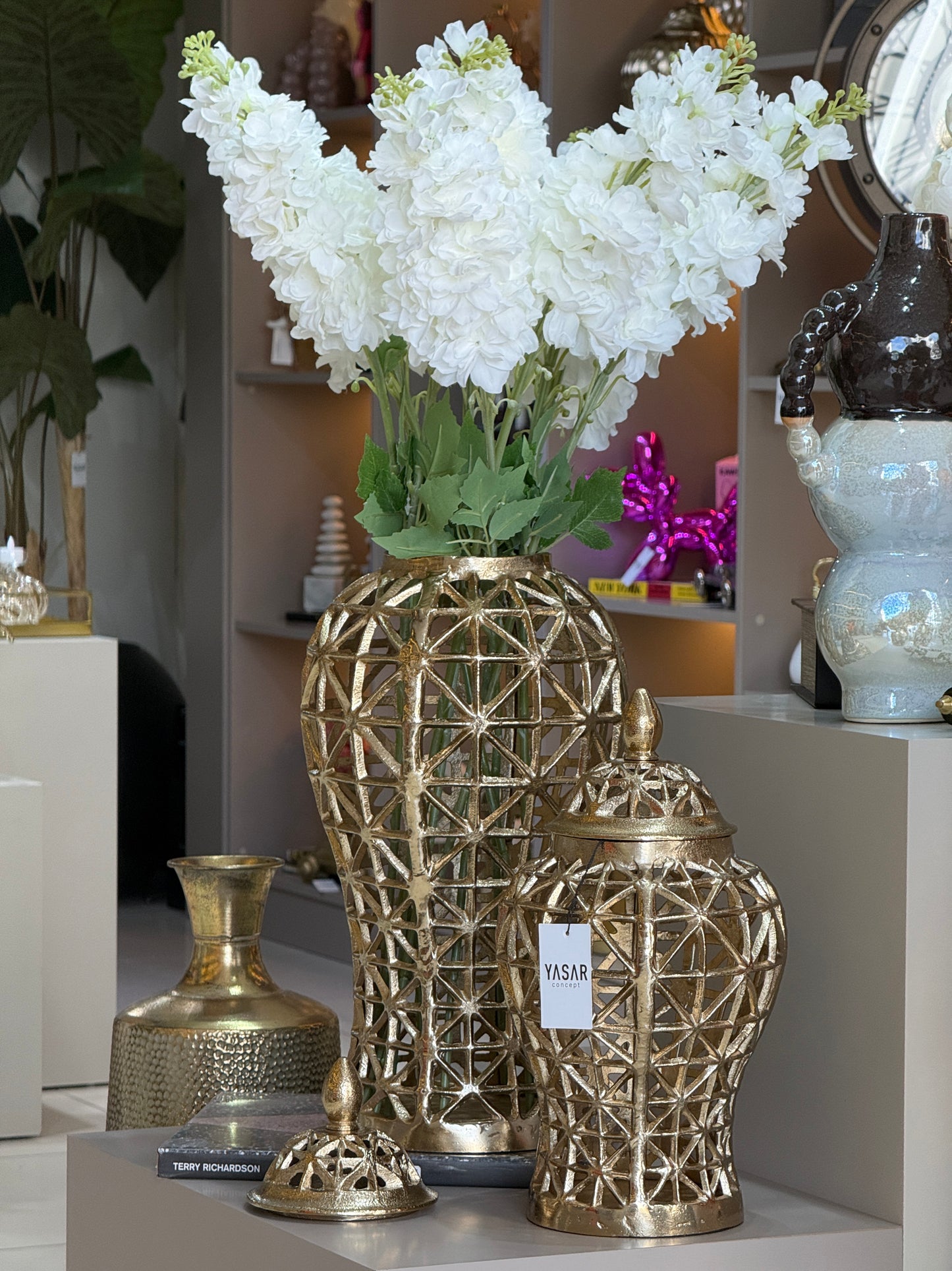 Orifia Metal Delikli Kapaklı Vazo Set