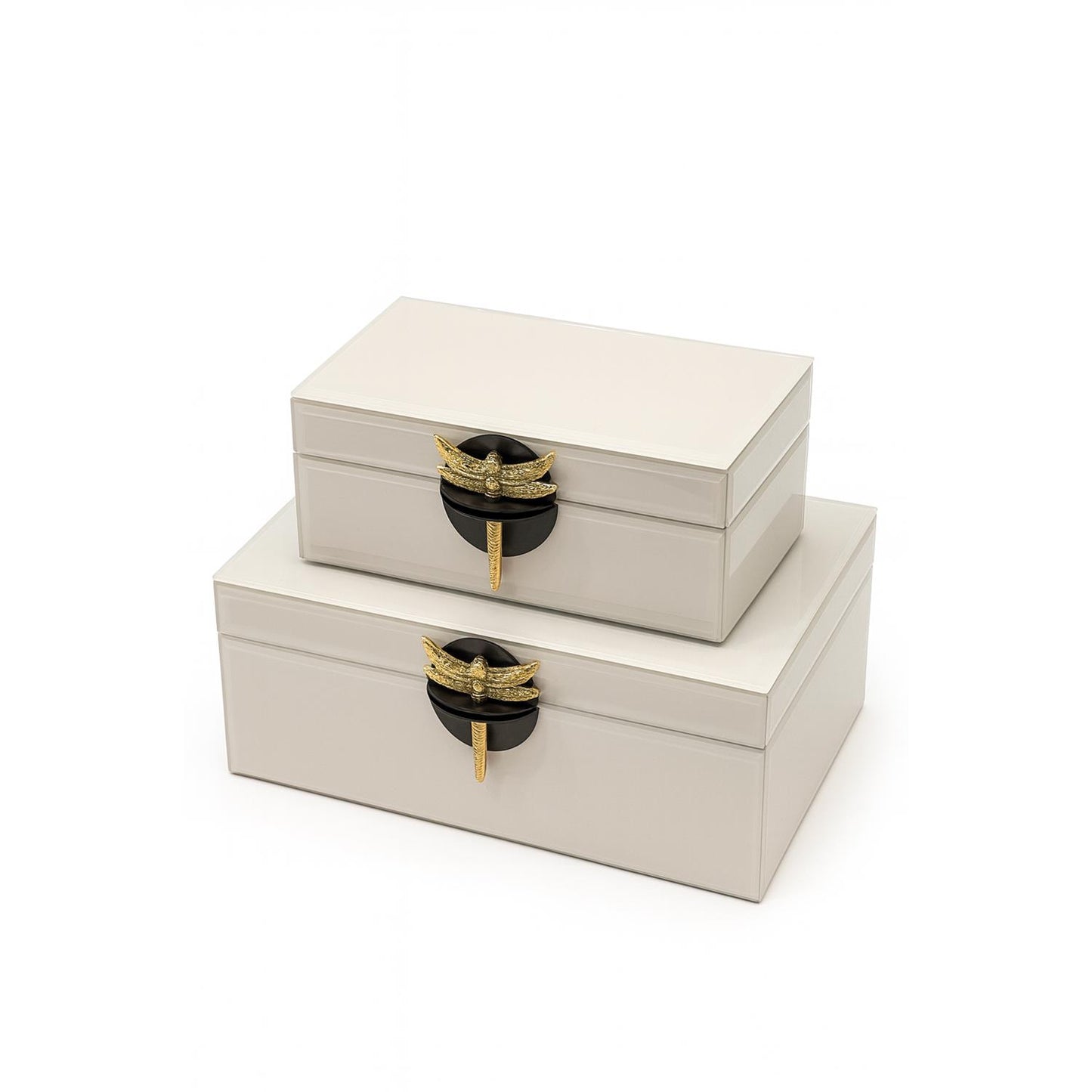 Dralisa Yusufçuk Dekoratif Cam Kutu Set Kırık Beyaz