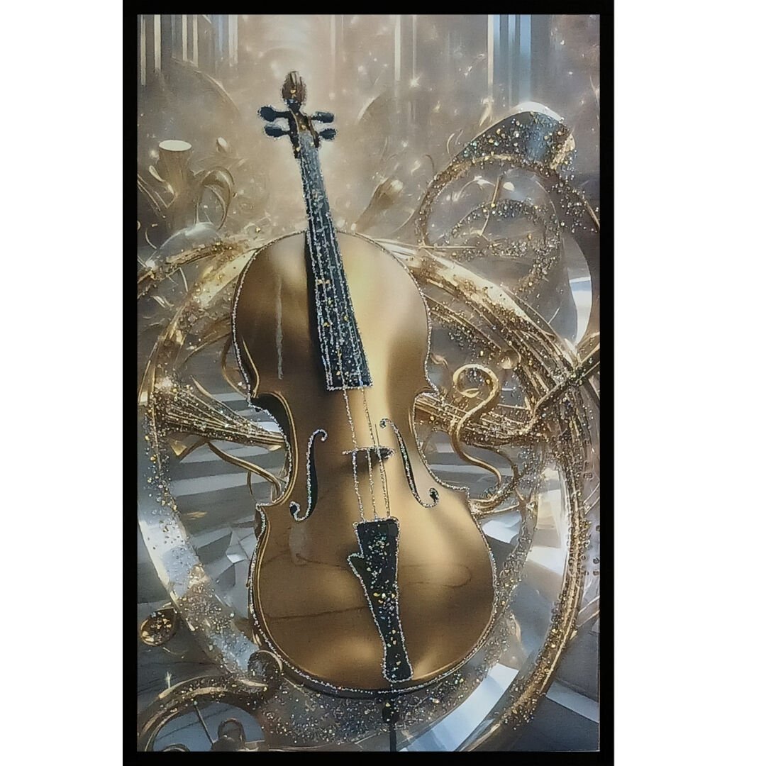 Violin Starlight Keman Kristal Epoksi Taşlı Reçine Tablo