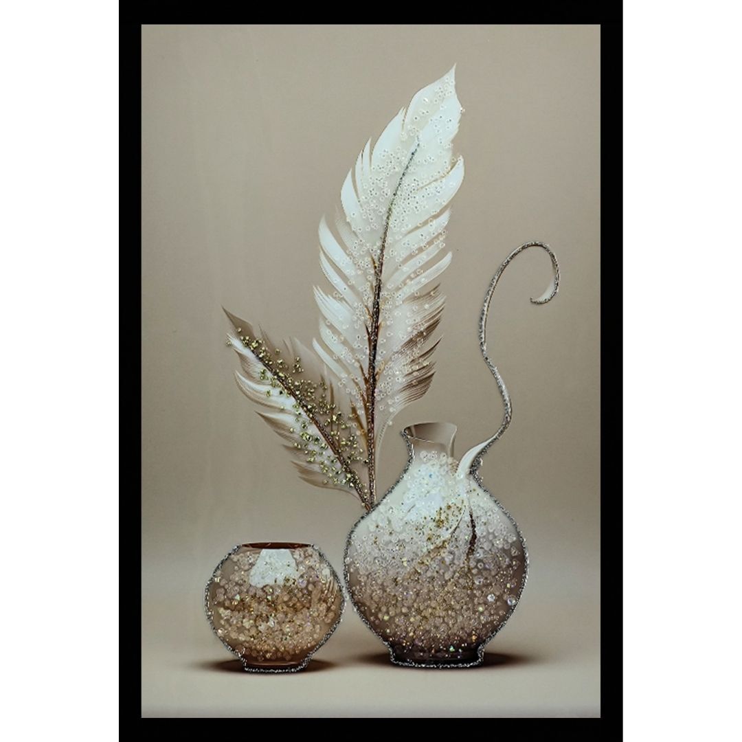 White Vases Kristal Epoksi Taşlı Reçine Tablo
