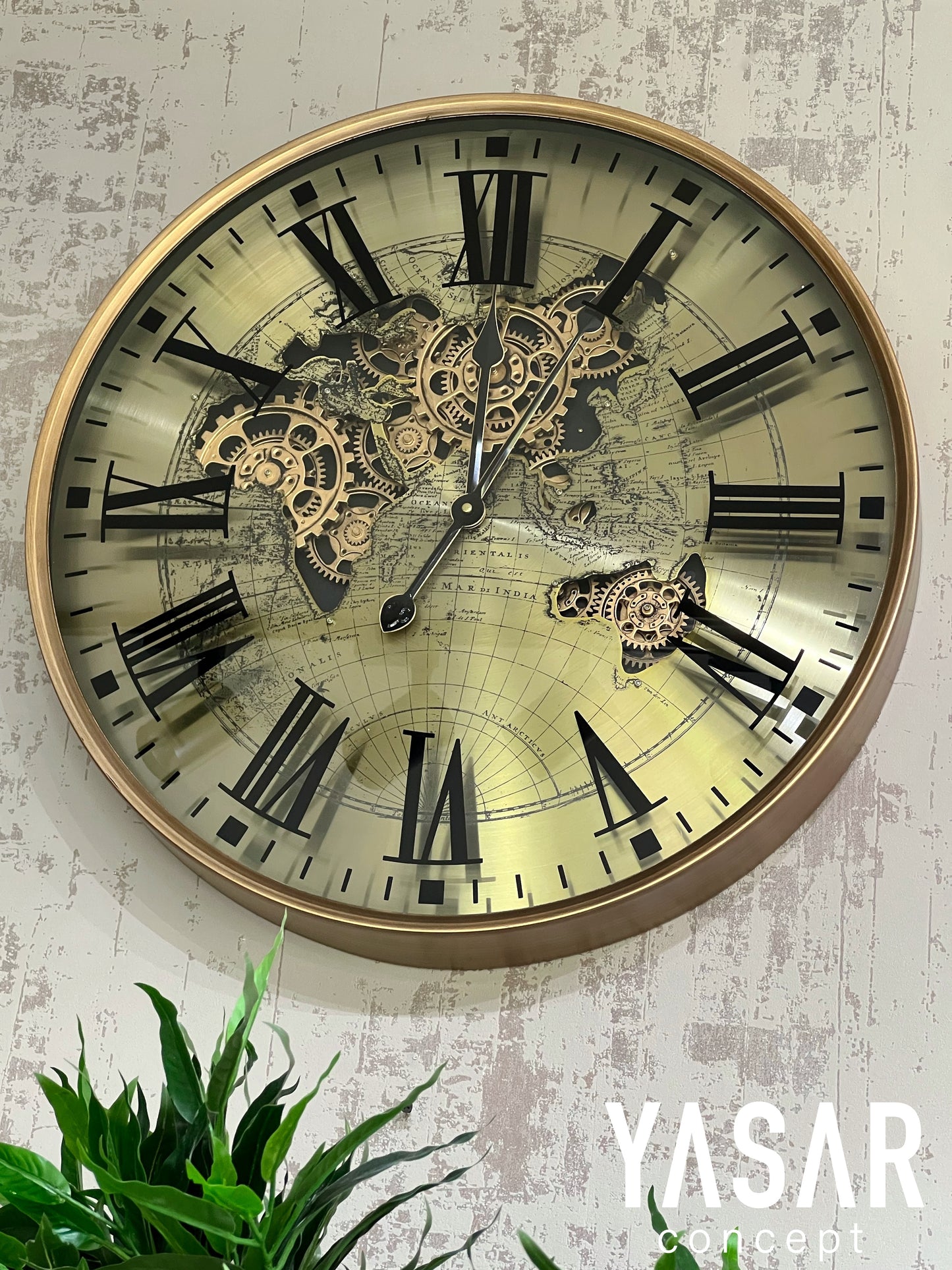 Illumap Dünya Haritalı Metal Çarklı Duvar Saati 60 Cm