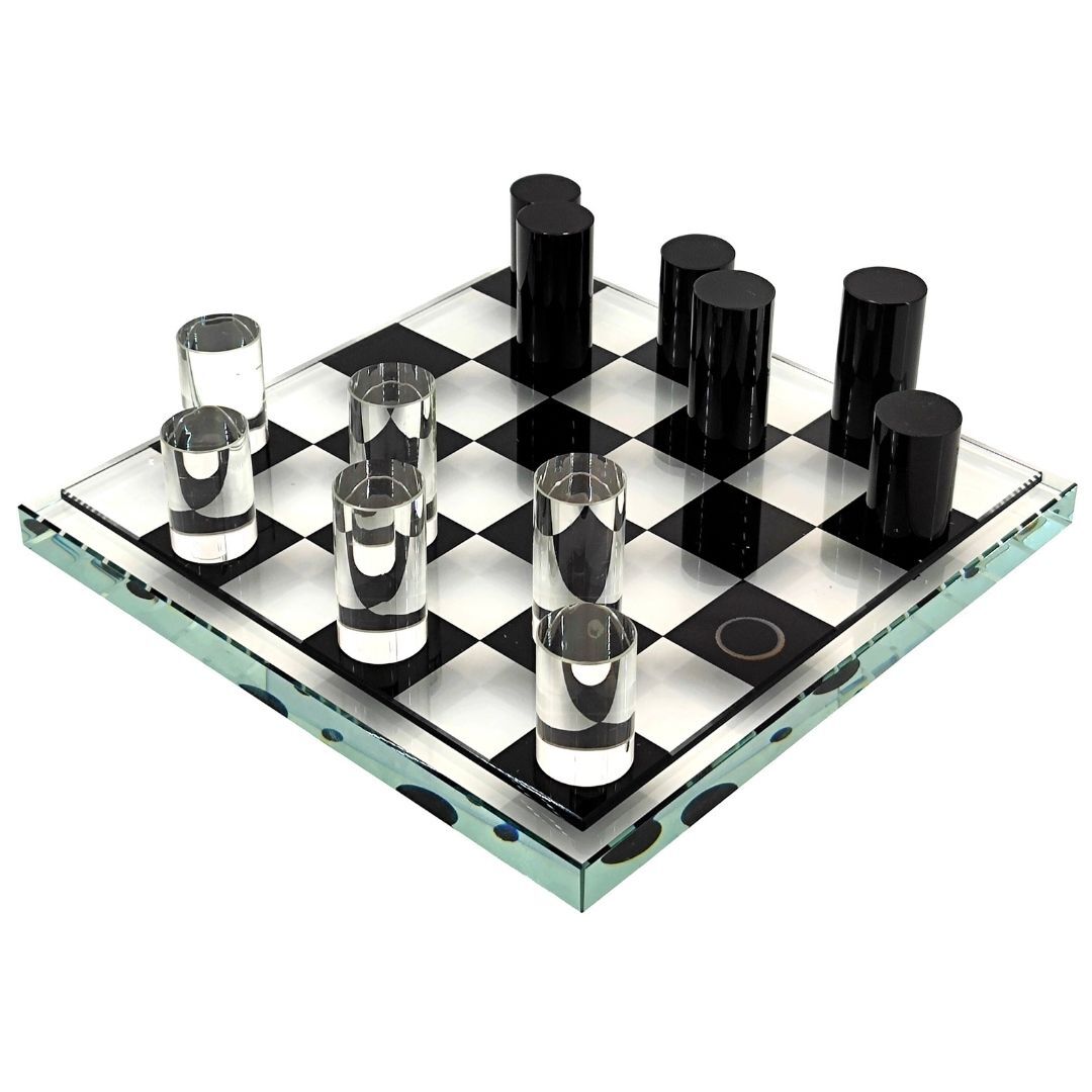 Kristal Dekoratif Satranç Siyah Şeffaf