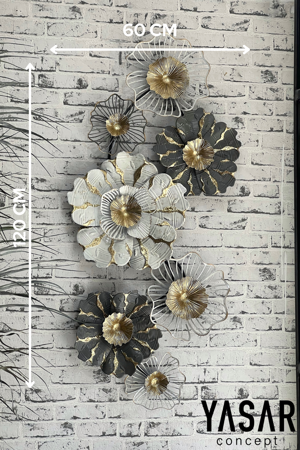 Flowe Metal Çiçekli Duvar Panosu