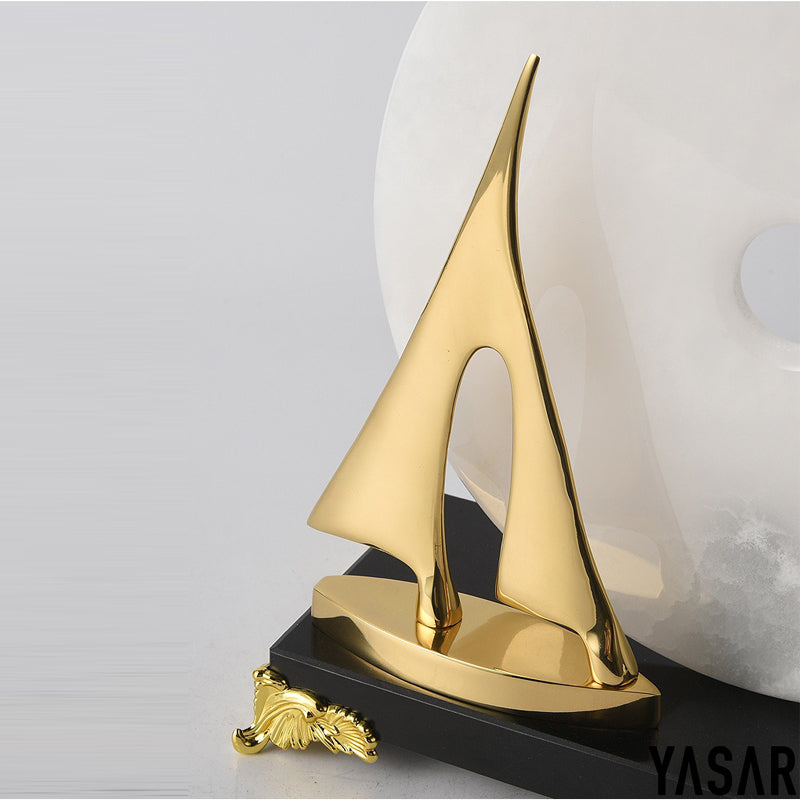 Sail and Serenity Mermer Pirinç Dekoratif Obje