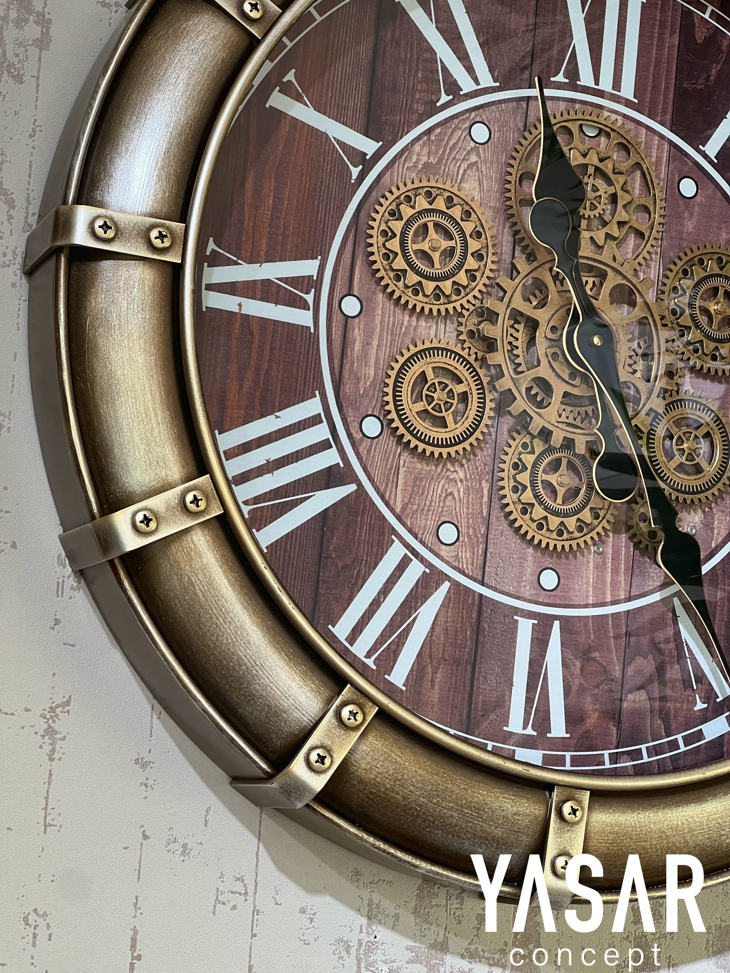 Nostalith Metal Çarklı Duvar Saati 62x77 Cm