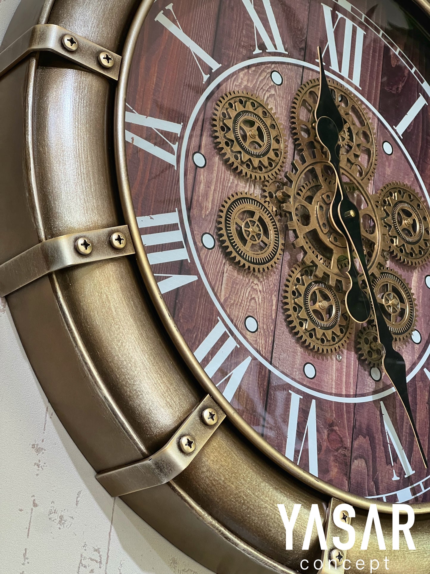 Nostalith Metal Çarklı Duvar Saati 62x77 Cm