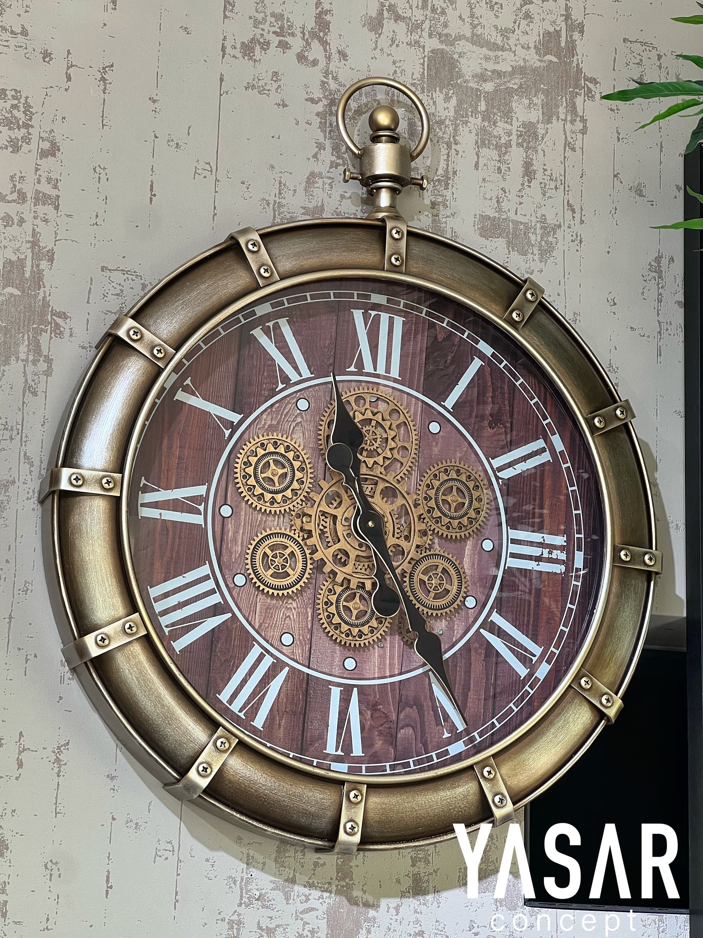Nostalith Metal Çarklı Duvar Saati 62x77 Cm