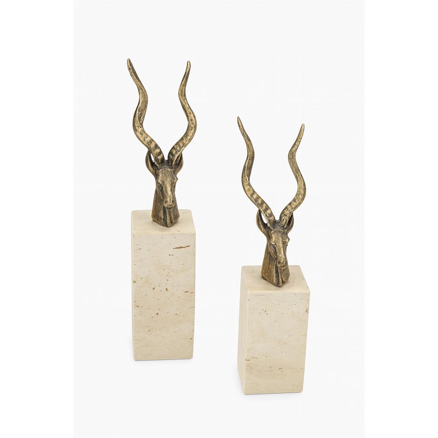 Ornedeer Dekoratif Geyik Obje Set Traverten Mermer