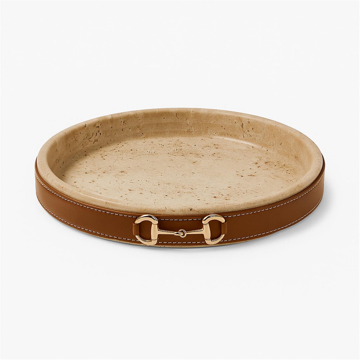 Lederra Traverten Mermer Deri Tepsi 25 Cm