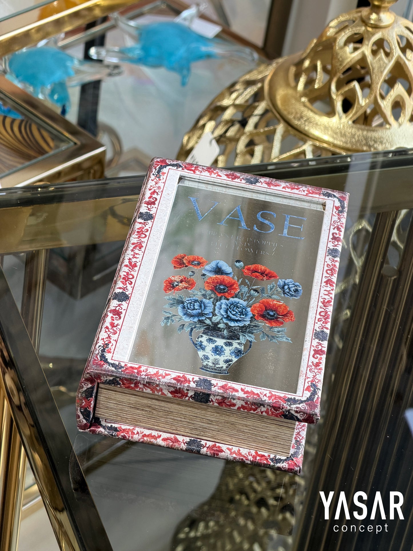 Vases Aynalı Dekoratif Kitap Kutu Set