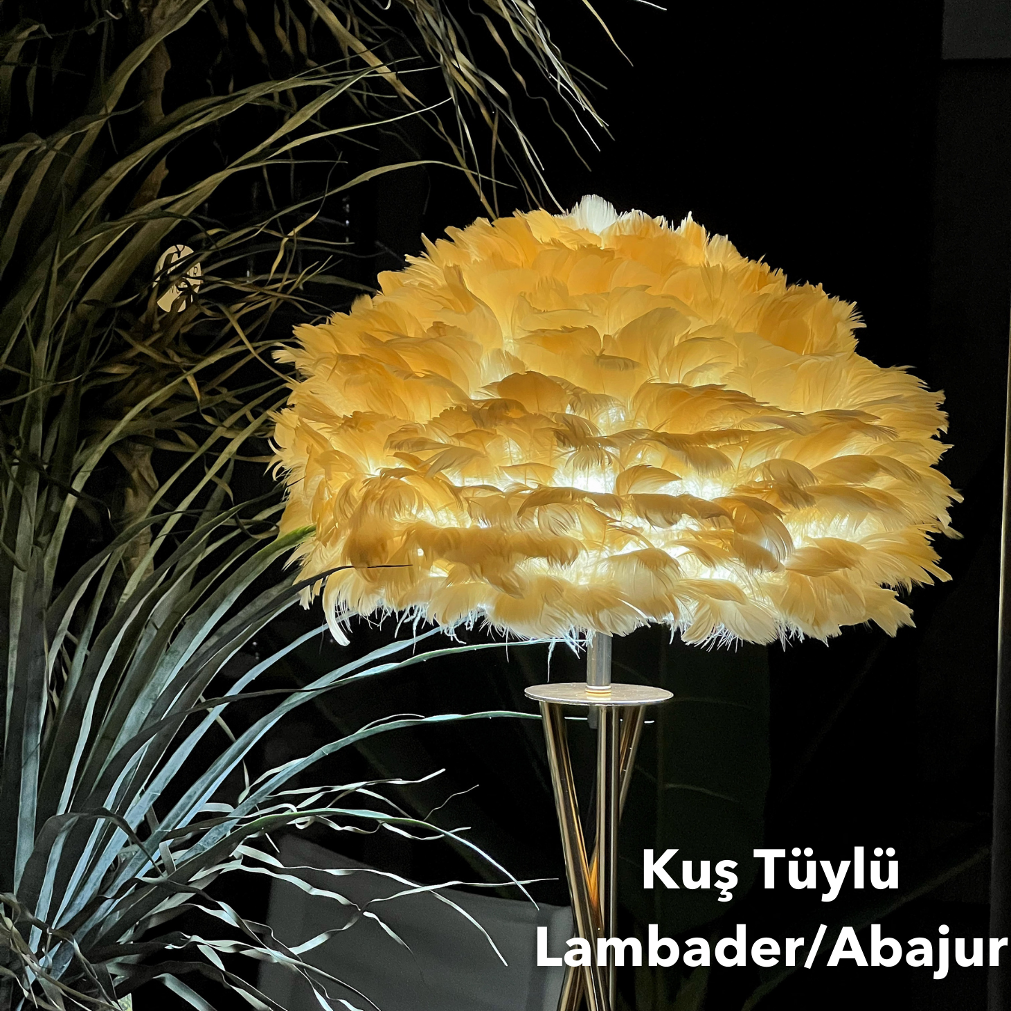 Kuş Tüyü Abajur/Lambader
