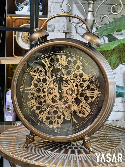 Metronis Metal Çarklı Masa ve Duvar Saati 39x47 Cm