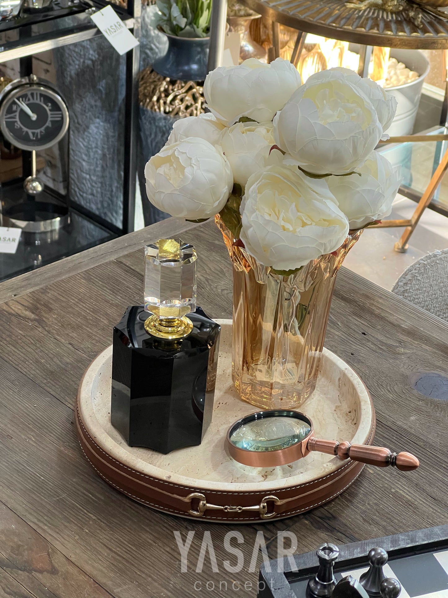 Lederra Traverten Mermer Deri Tepsi 25 Cm